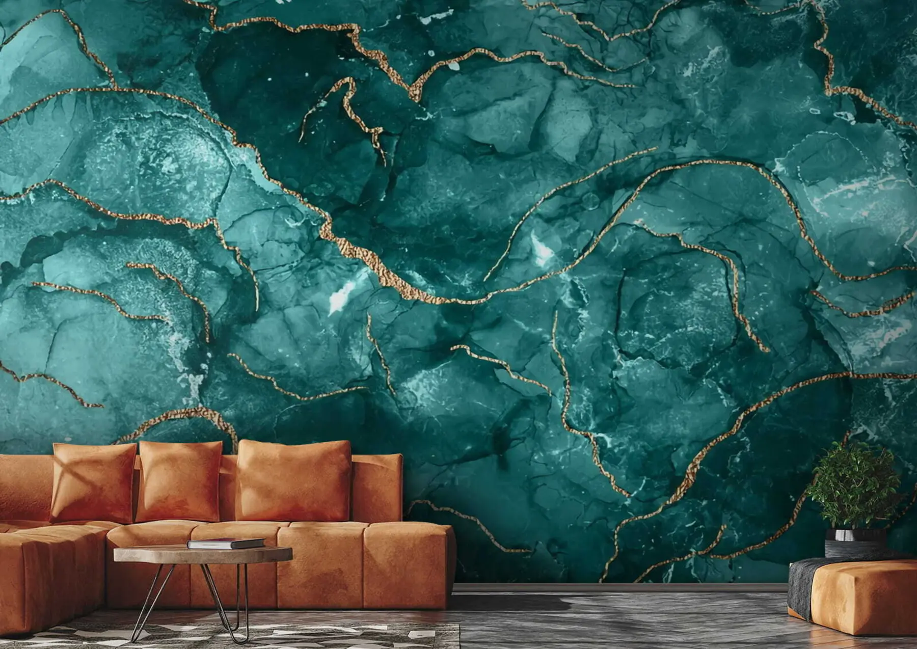 wall murals Turquoise abstract art, marble, fluid u70782