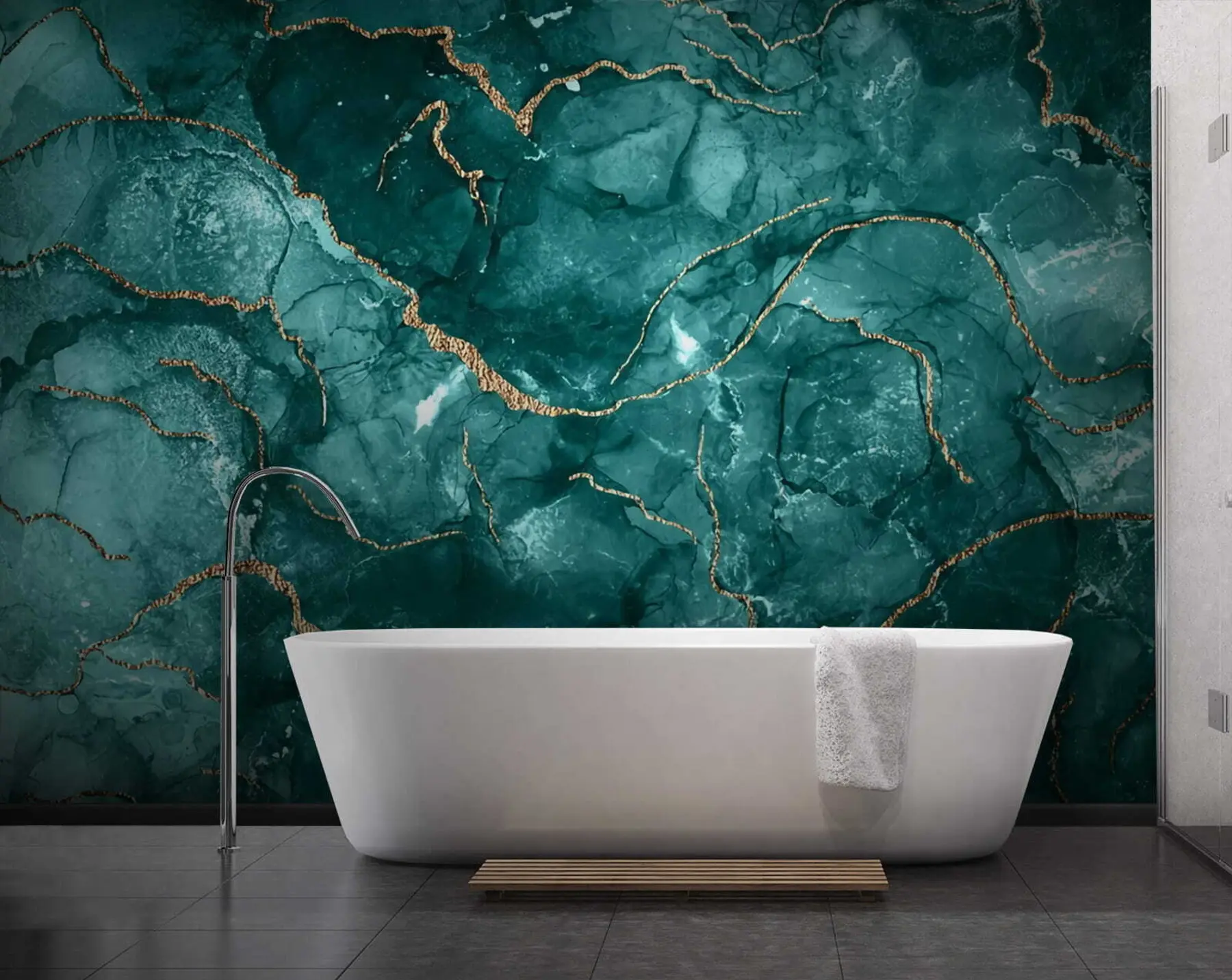 wall murals Turquoise abstract art, marble, fluid u70782