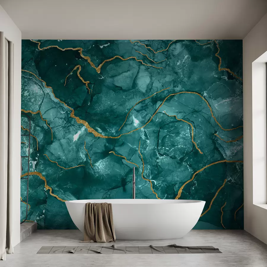 wall murals Turquoise abstract art, marble, fluid u70782