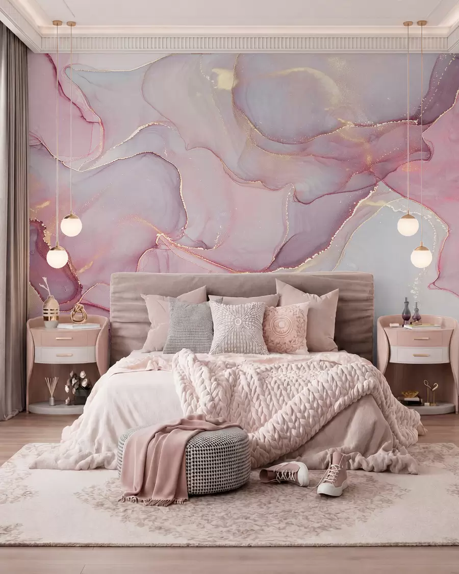 wall murals Fluid in pink u70787