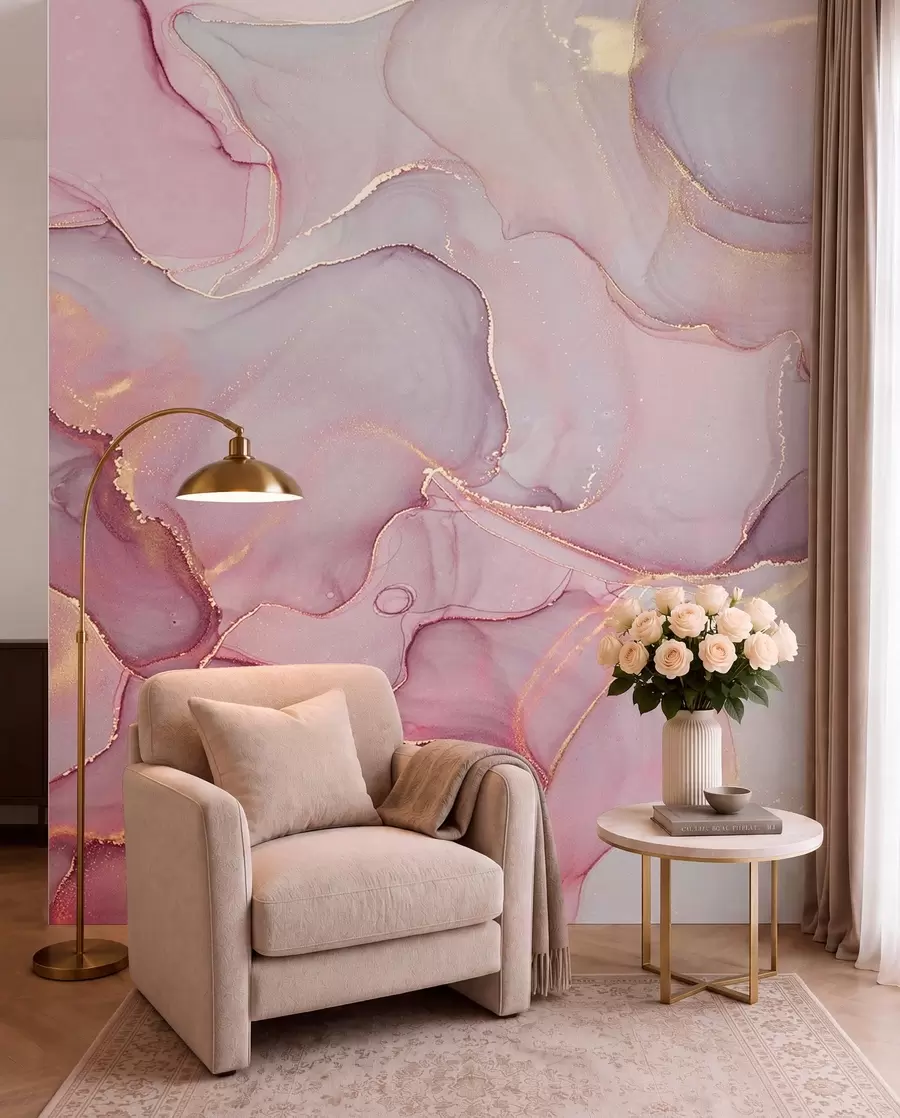 wall murals Fluid in pink u70787