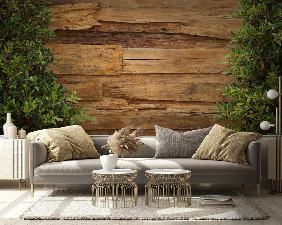 wall murals Brown, wood e grass u21117