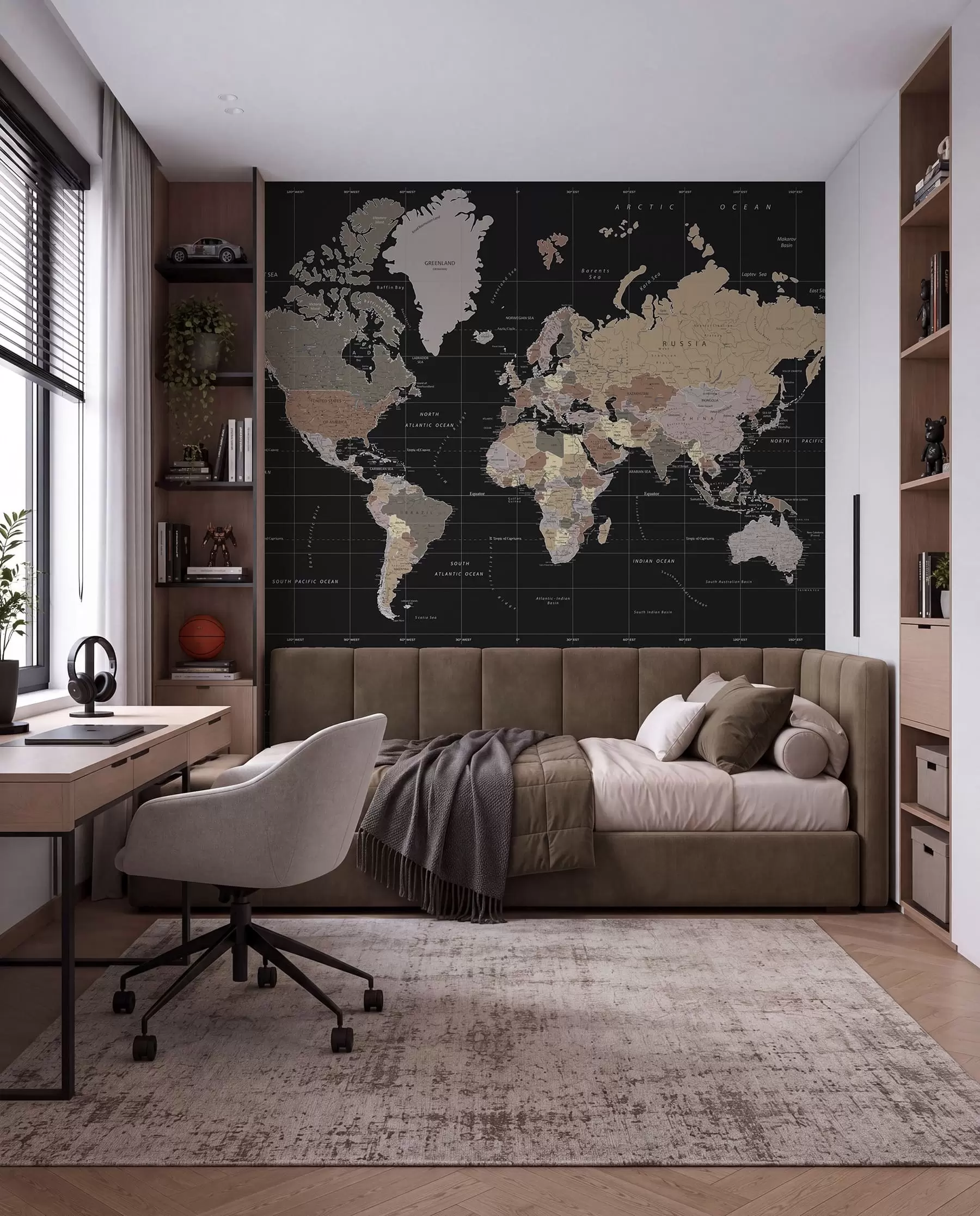 wall murals Detailed map of the world u99477