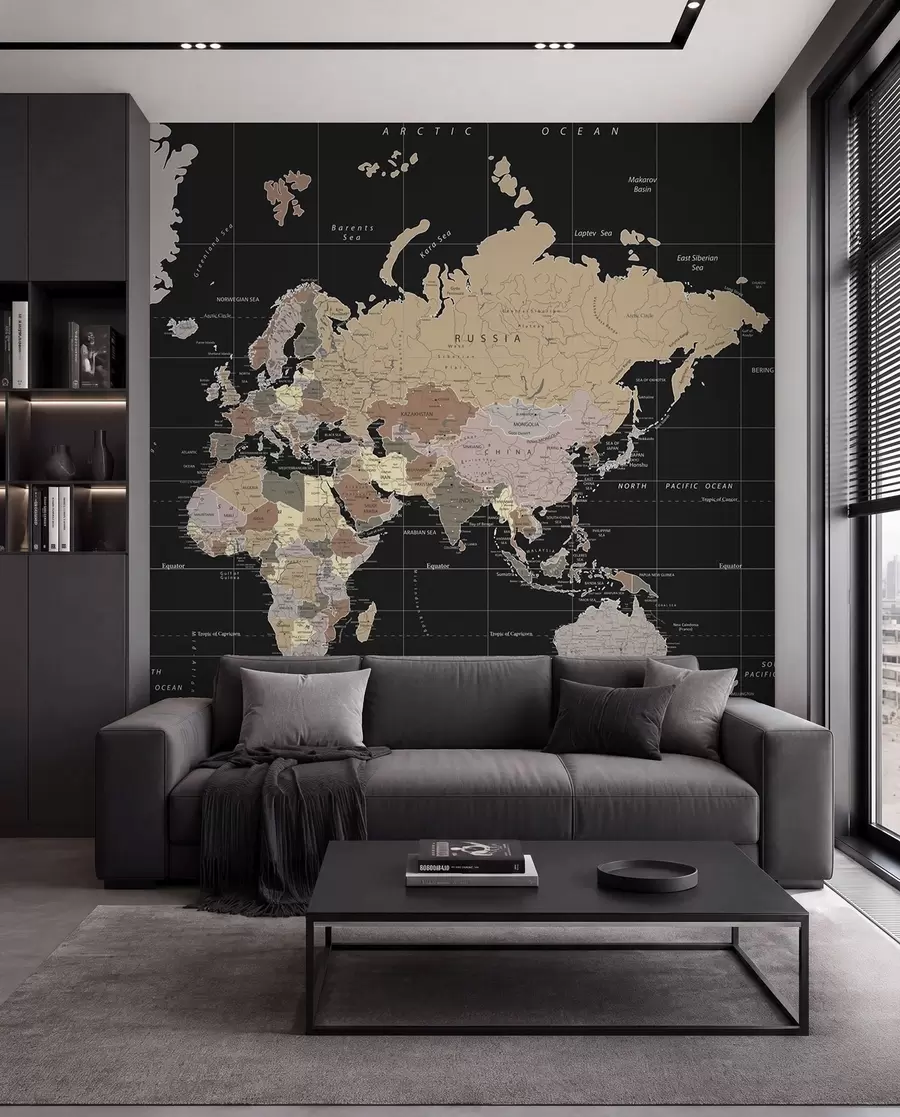 wall murals World Map on Black u99477