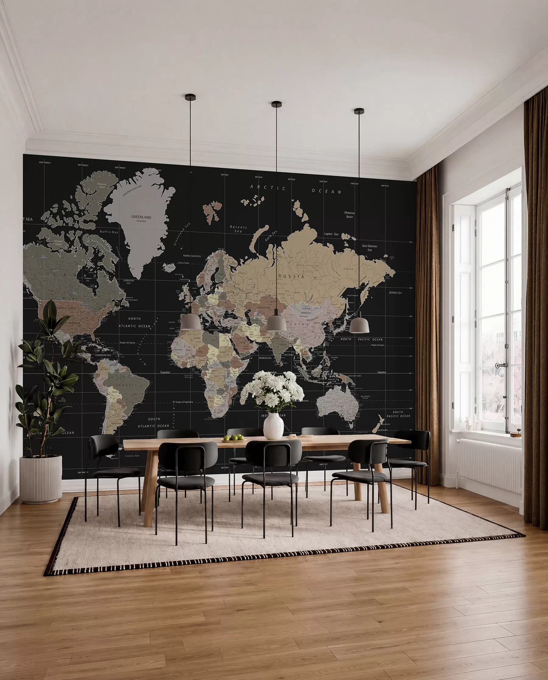 wall murals Detailed map of the world u99477