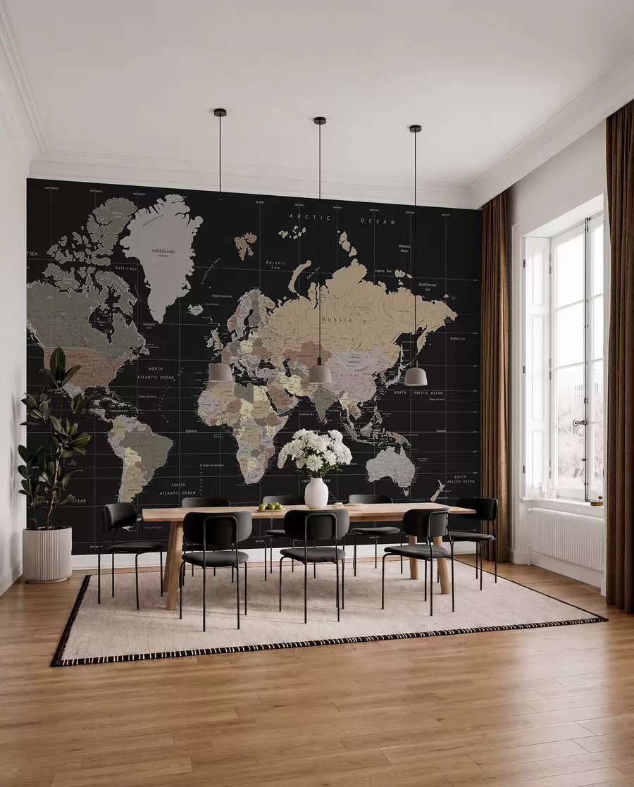 wall murals Detailed map of the world u99477