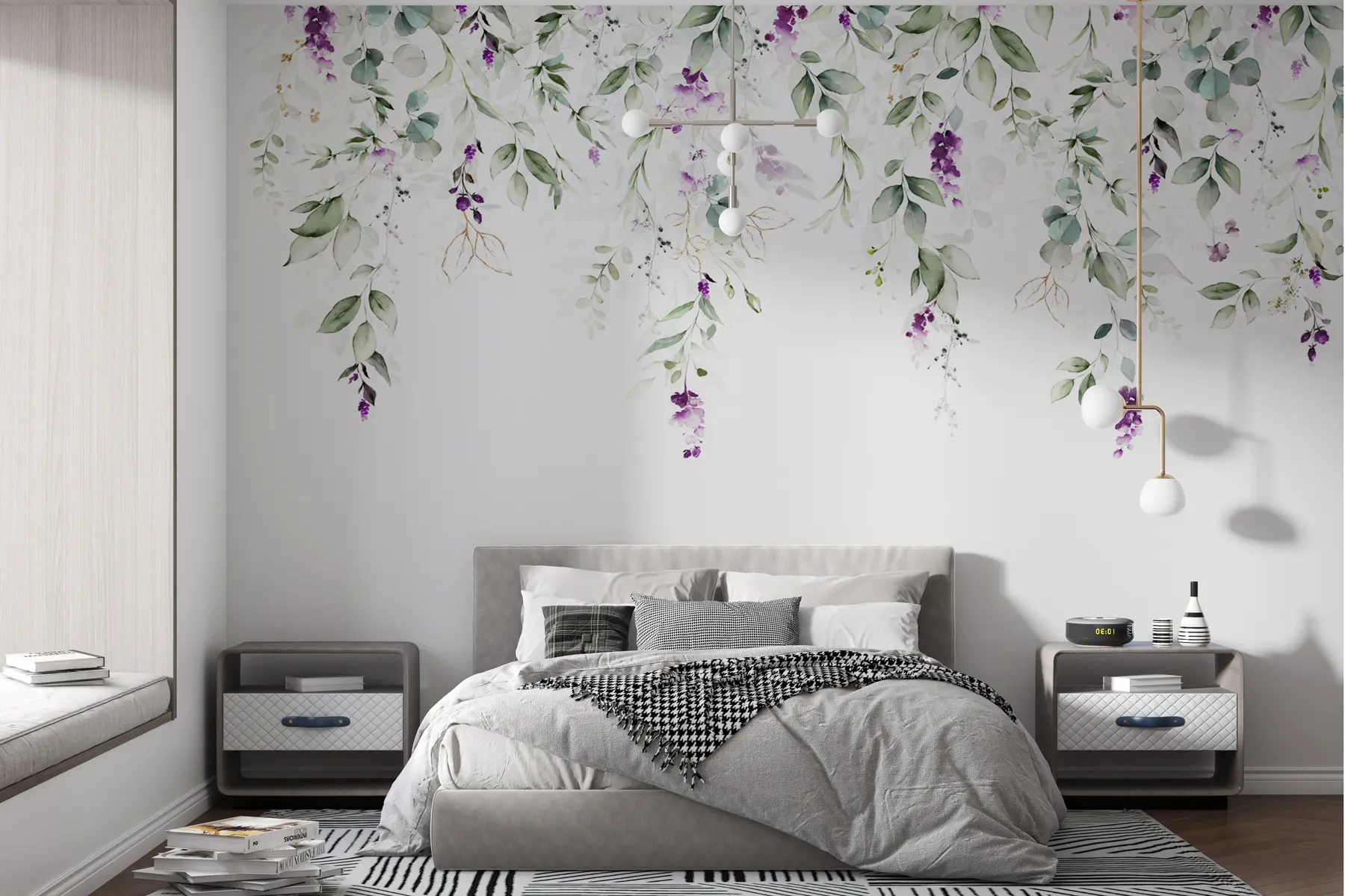 wall murals watercolour composition with lavender flowers u99687