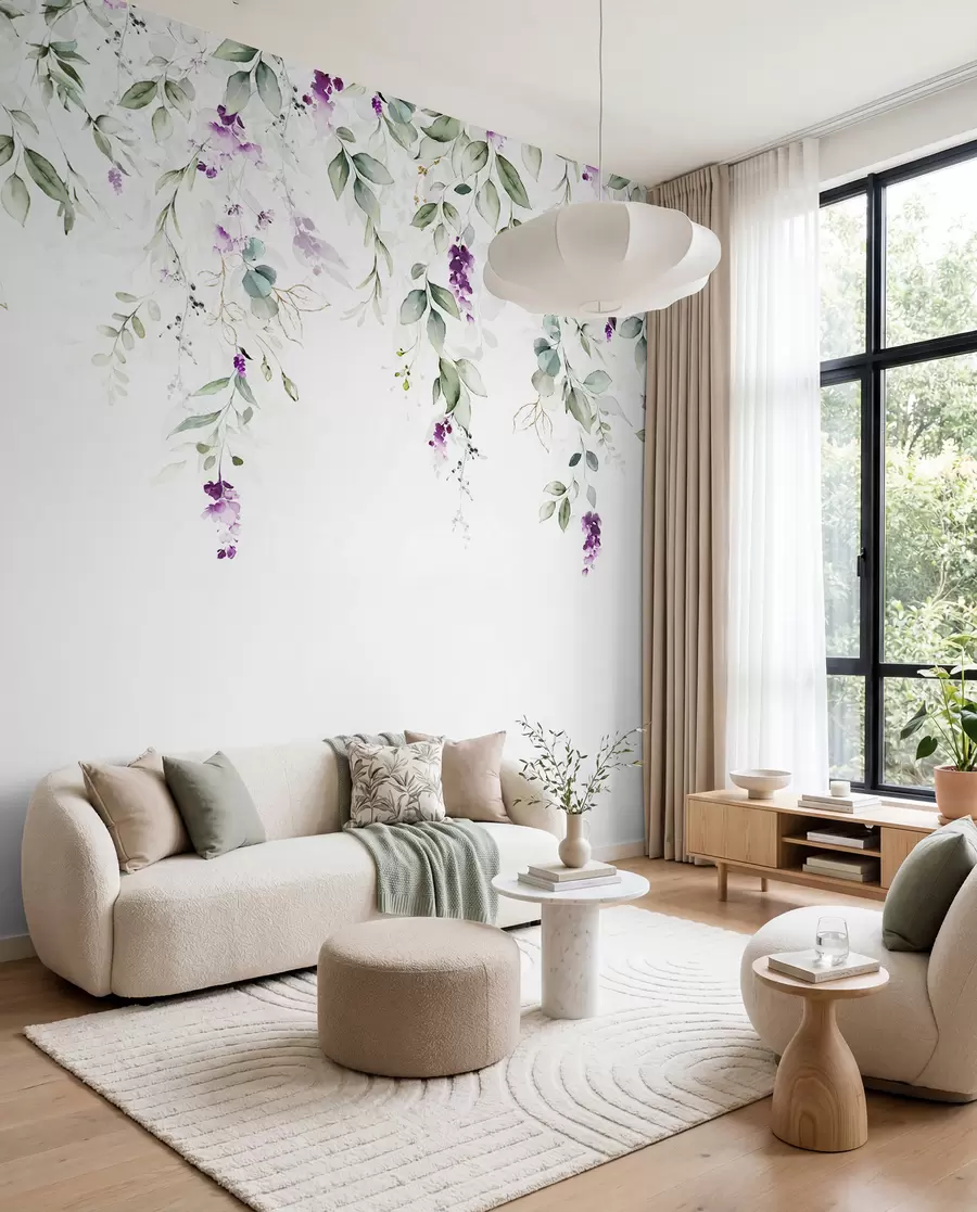 wall murals watercolour composition with lavender flowers u99687