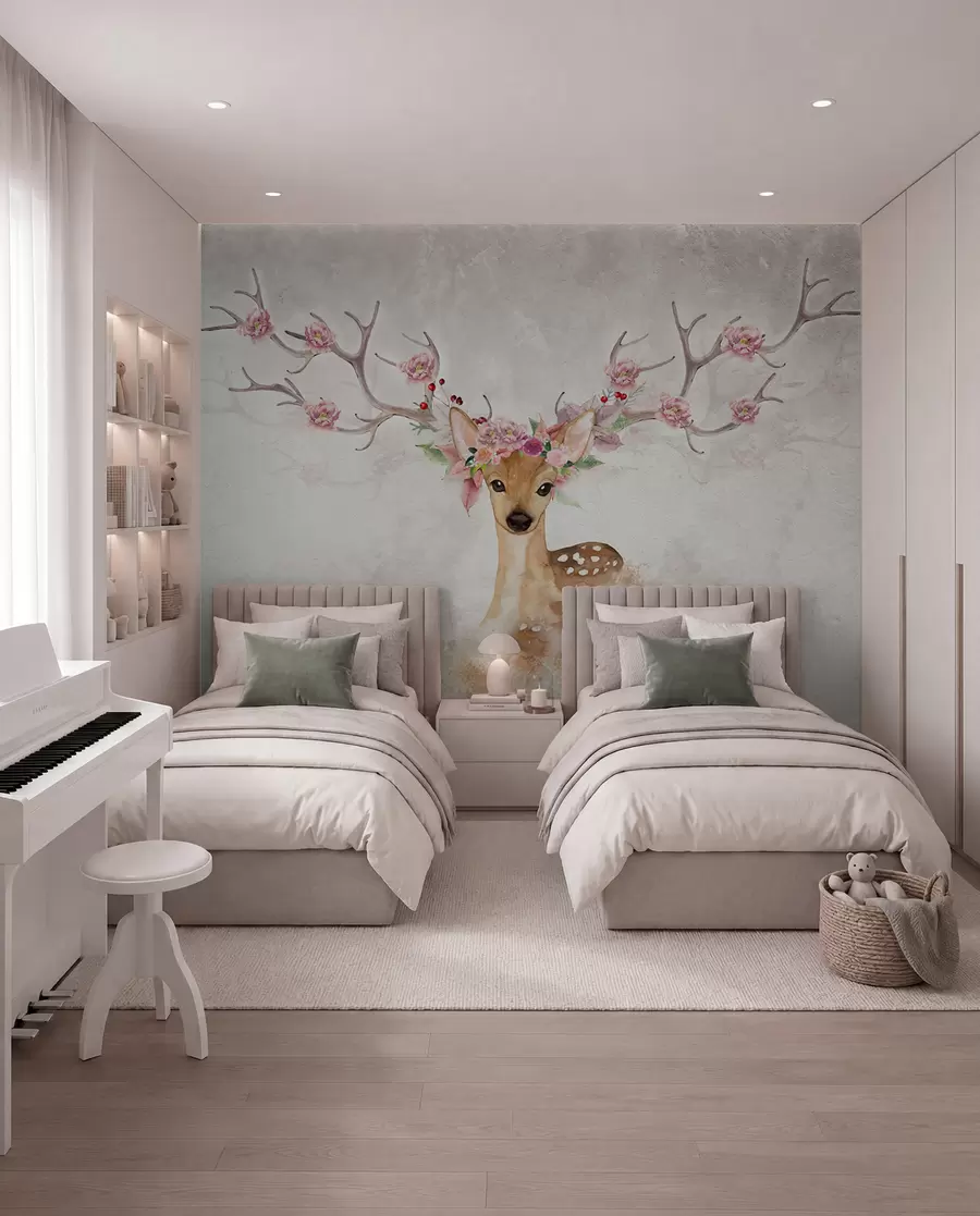 wall murals Deer with Blossom Antlers II u04671d2