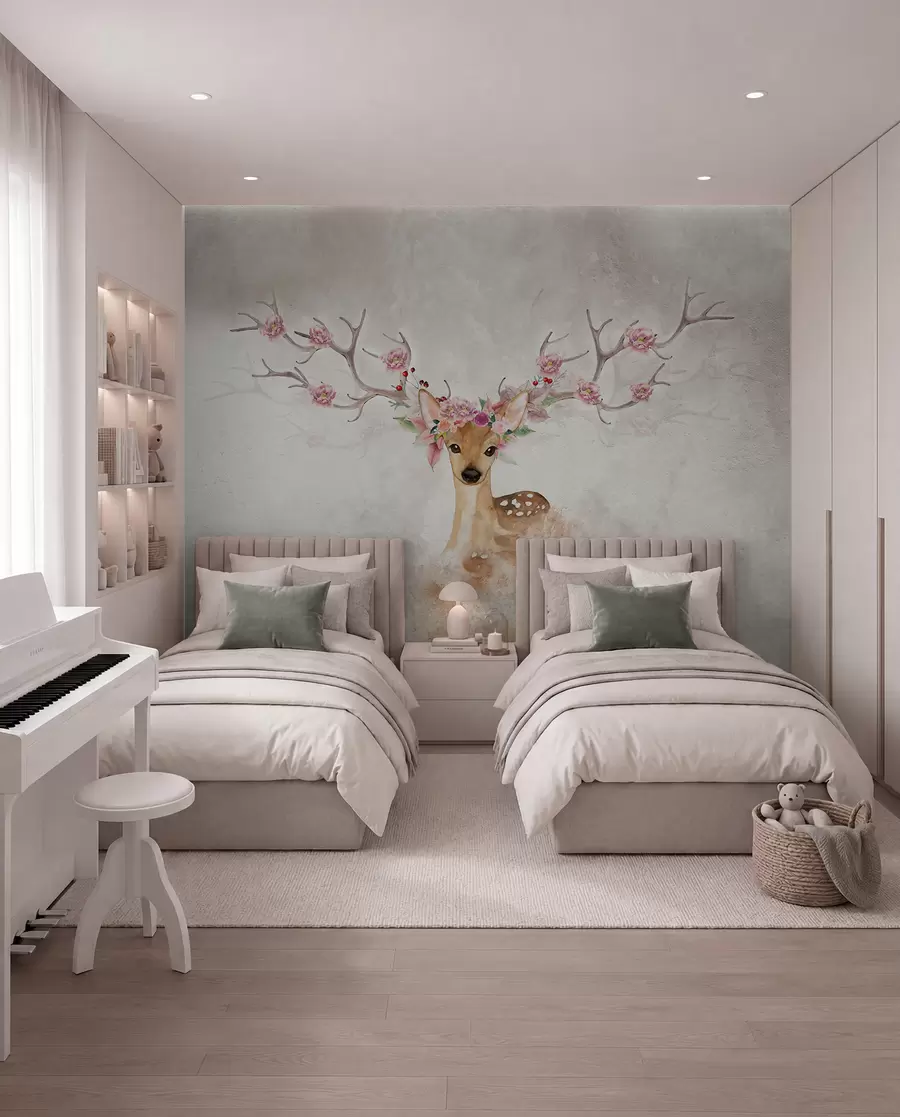 wall murals Deer with Blossom Antlers I u04671d1