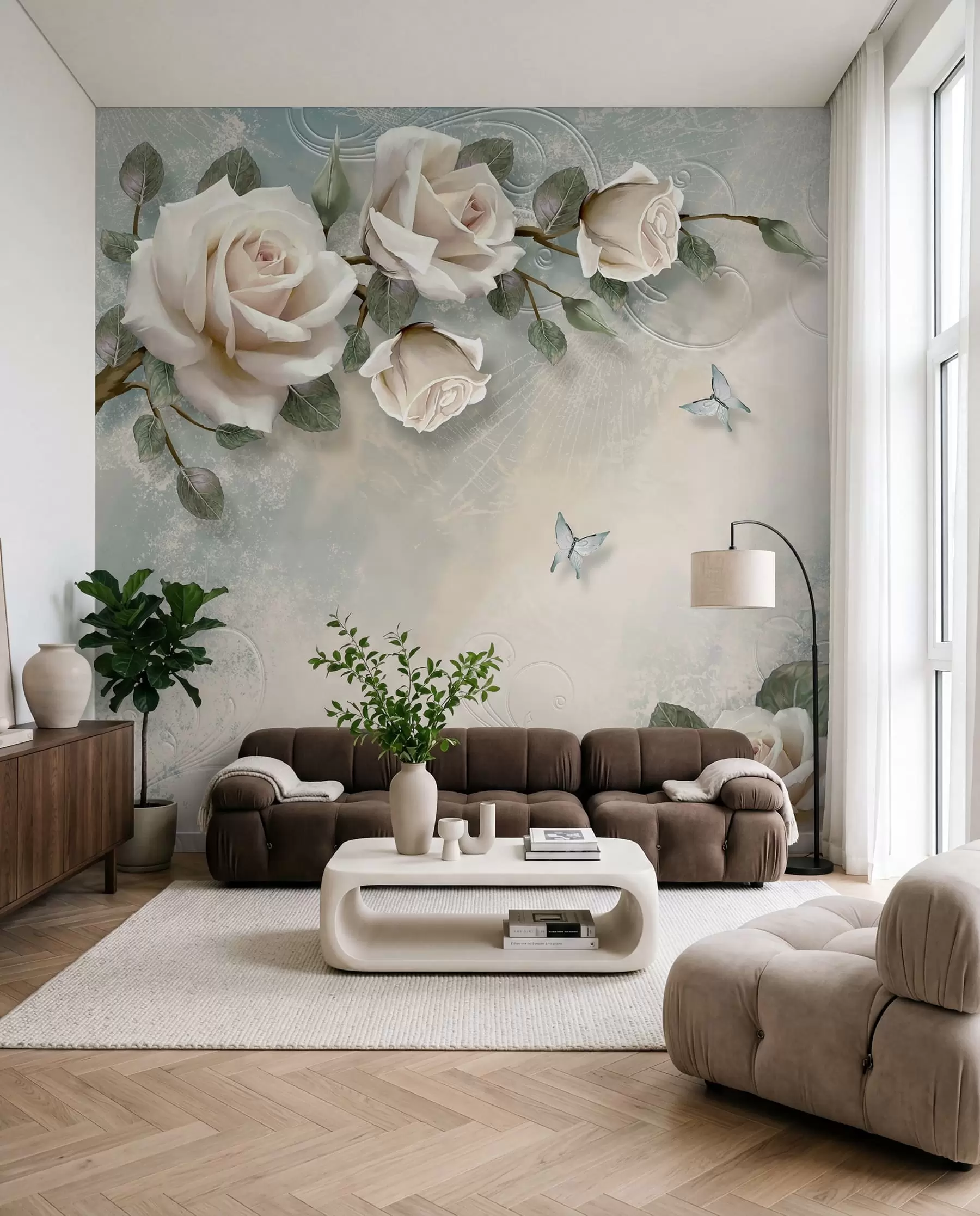 wall murals A branch of the cream rose u31353d1