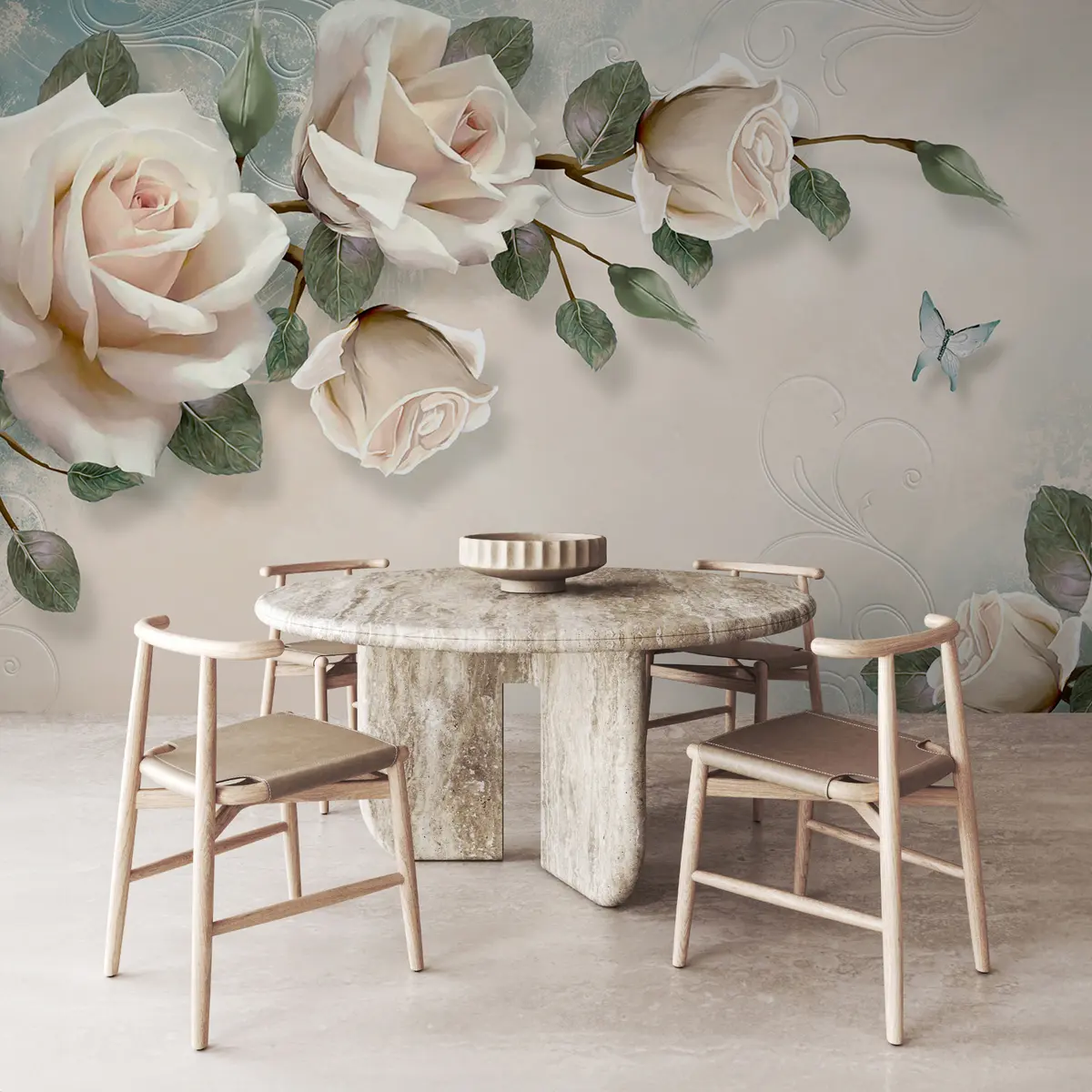 wall murals A branch of the cream rose u31353d2