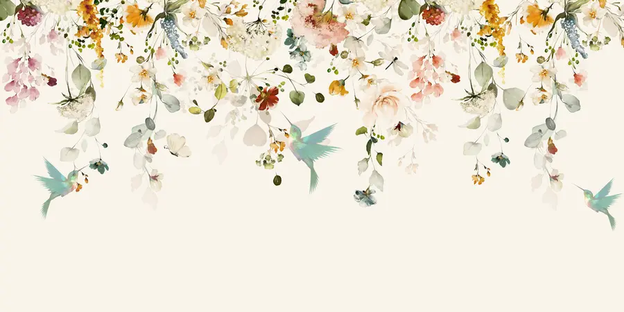 wall murals Flowers and hummingbirds u59610d2