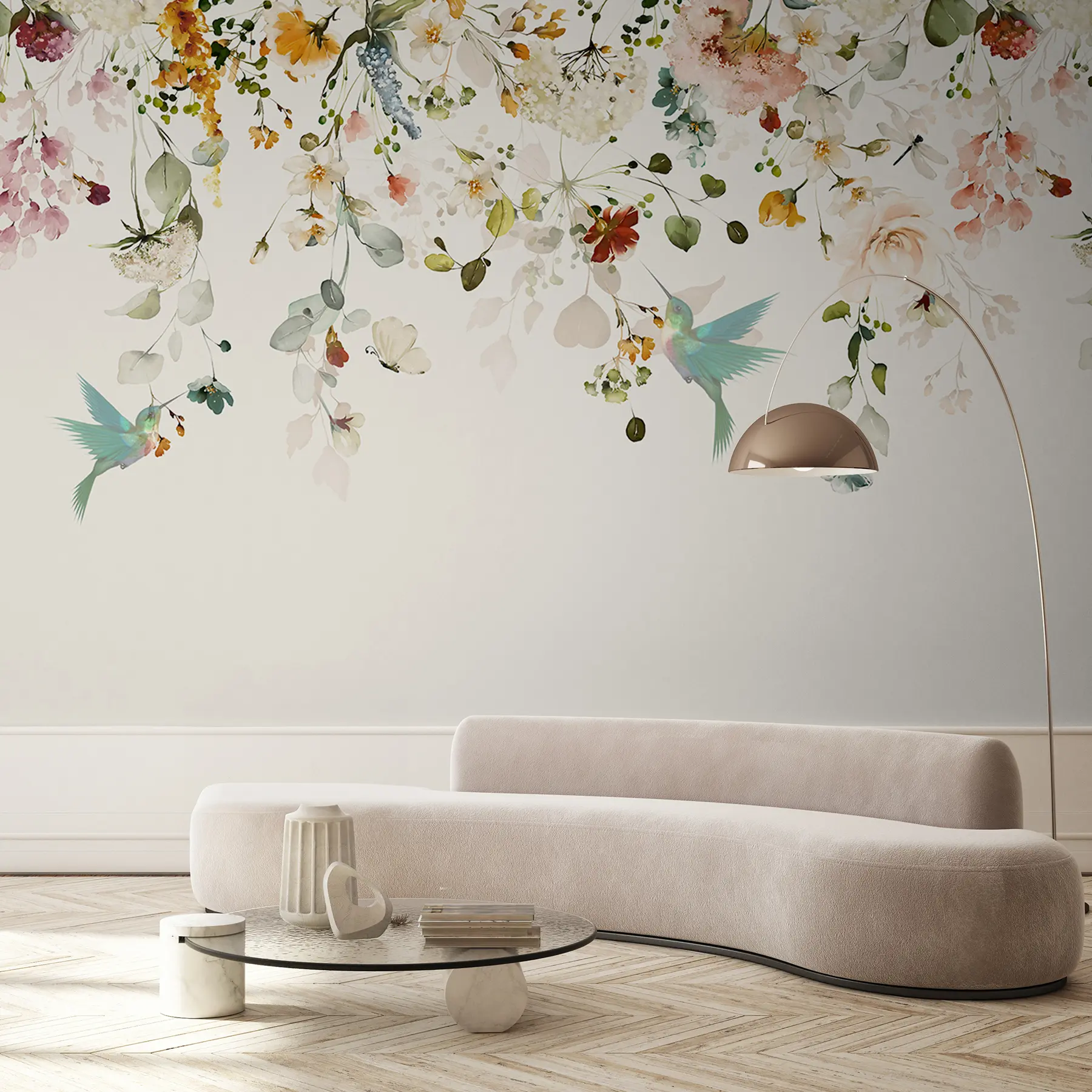 wall murals Flowers and hummingbirds u59610d2
