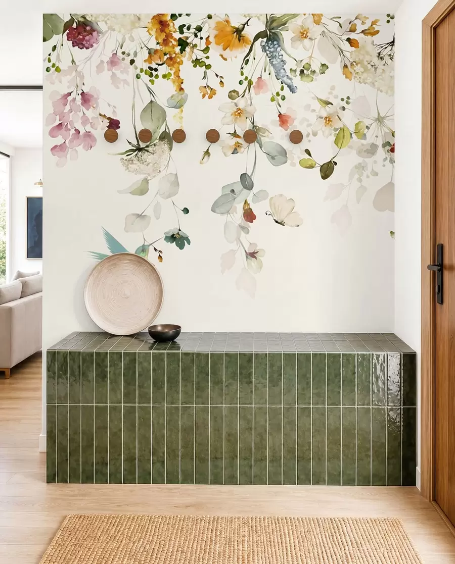 wall murals Flowers and hummingbirds u59610d2
