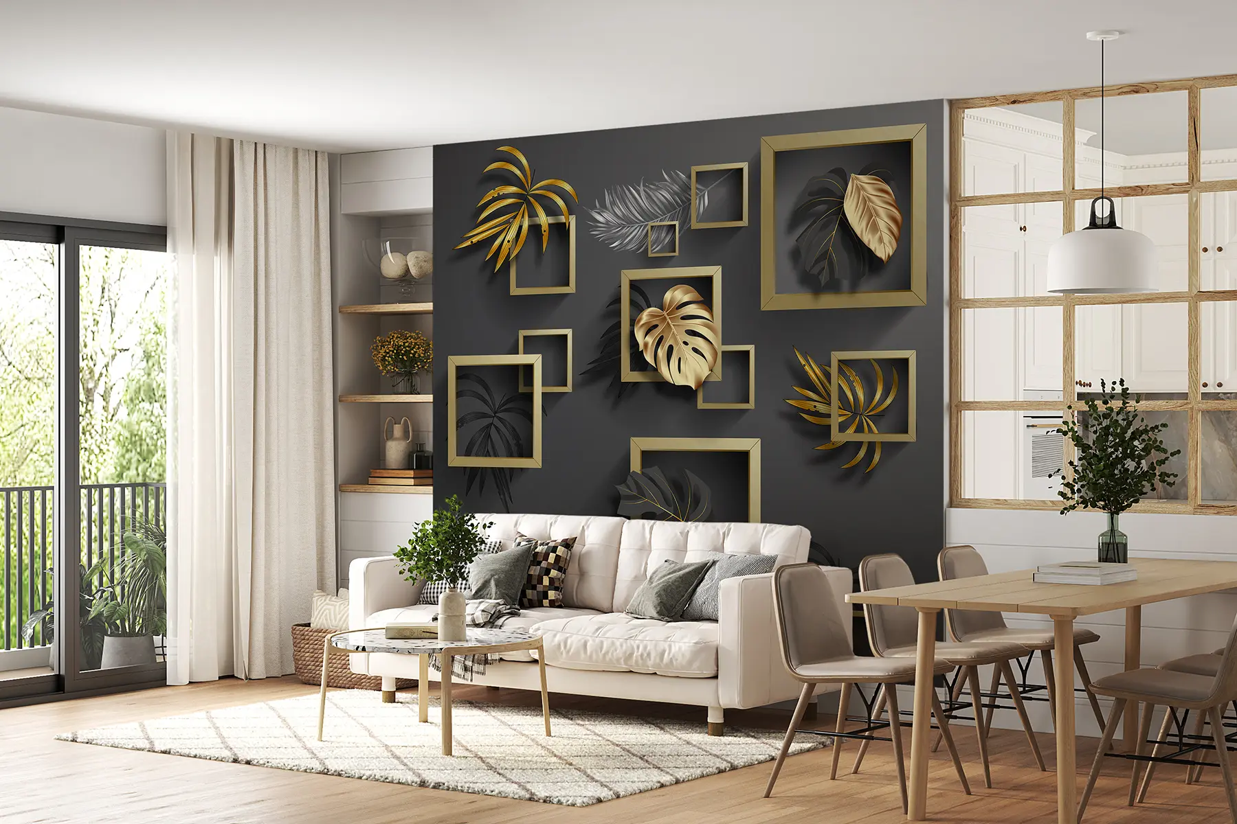 wall murals Leaves in frames u77858d1