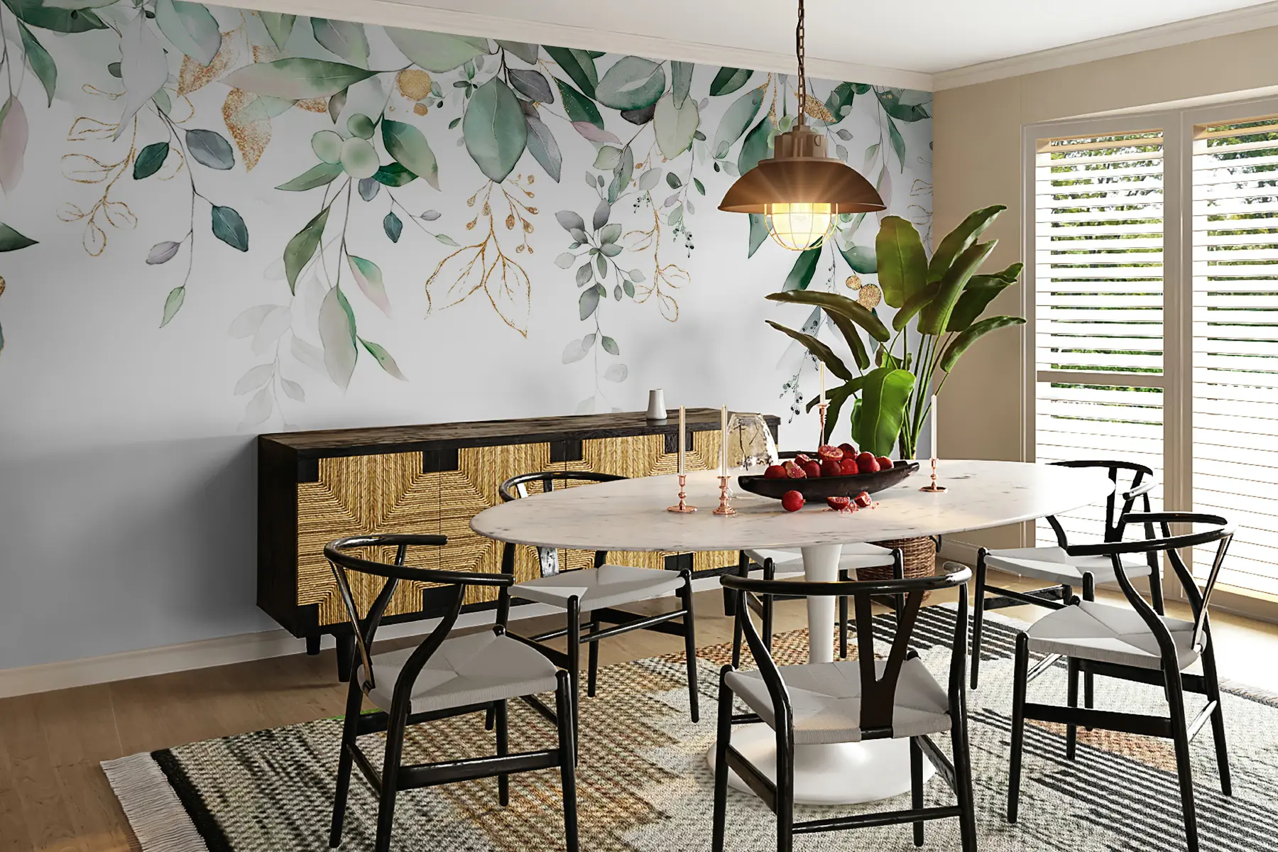 wall murals Hanging eucalyptus leaf on a white background u95506d2