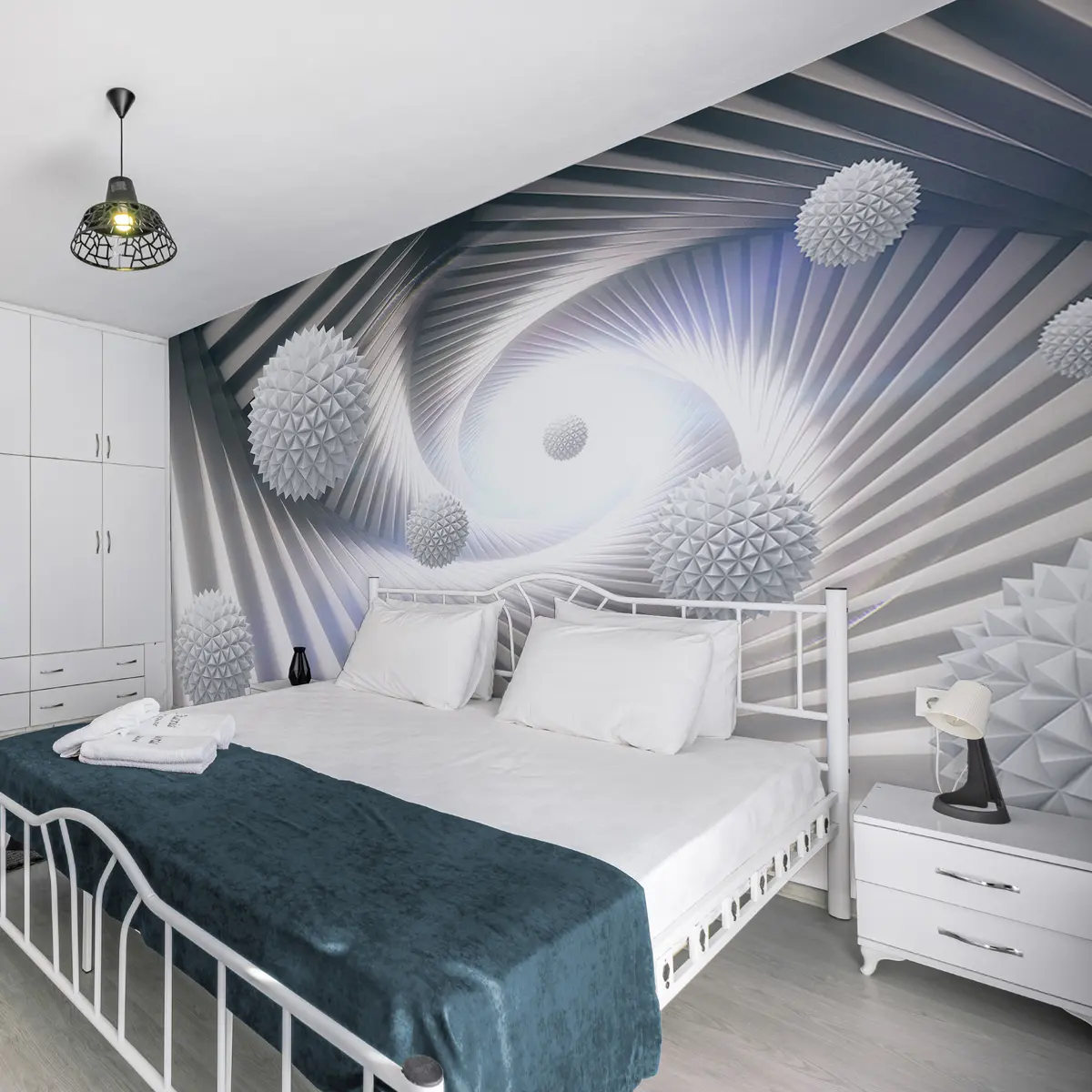 wall murals 3D tunnel and spheres u03120d2