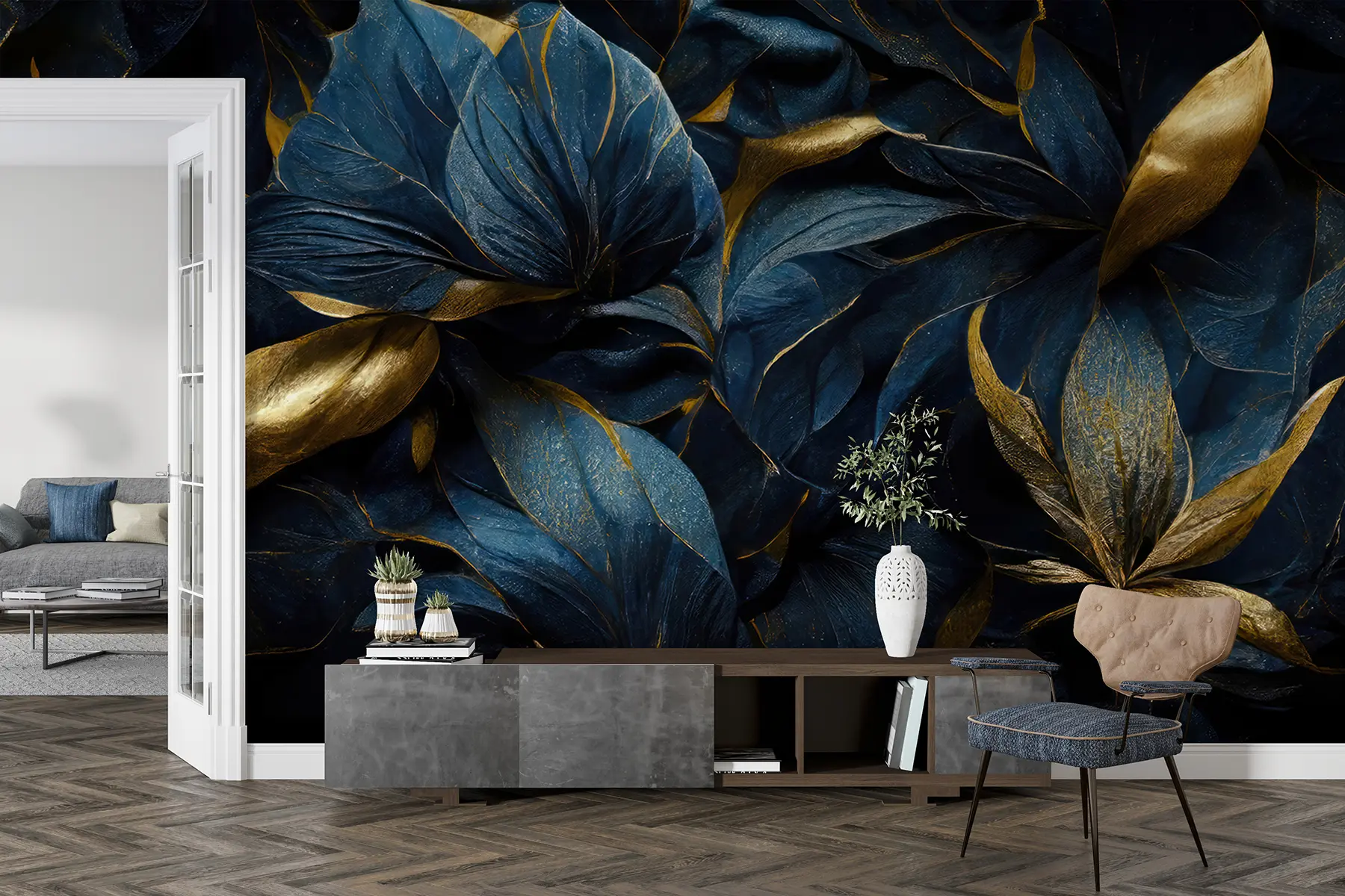 wall murals Blue royal flowers u74140d1