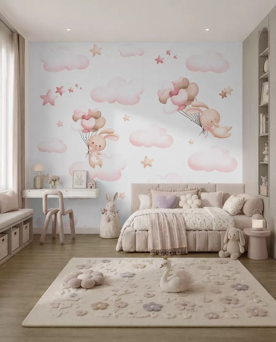 wall murals Bunnies on a Balloon Trip I u95399d1