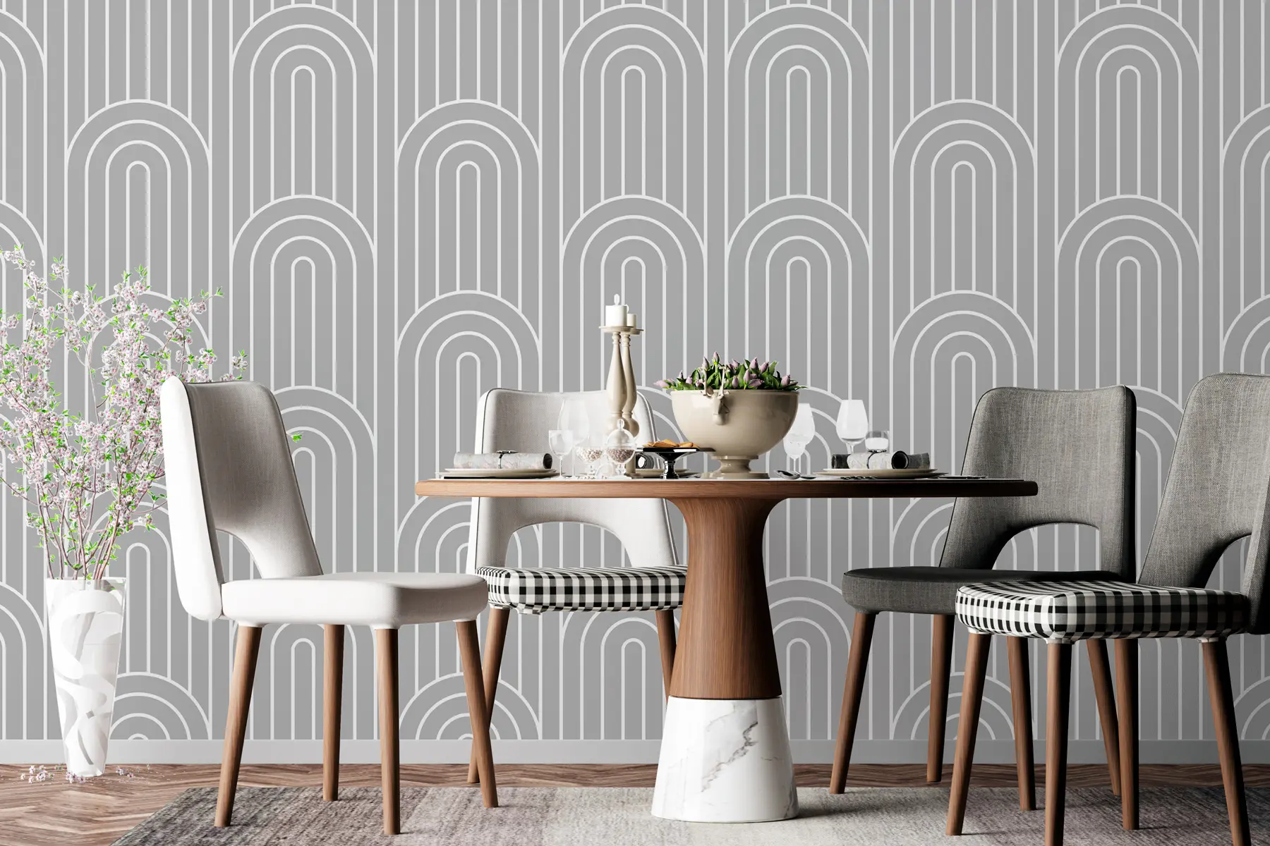 wall murals Geometric graphic arches are a new boho grey trend w00137v1