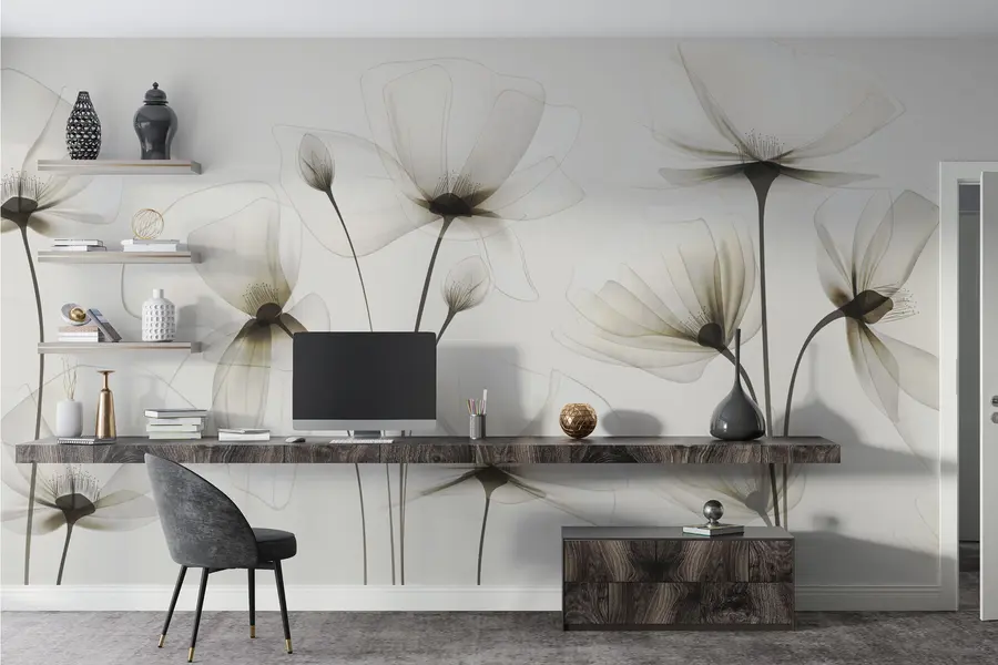 wall murals Transparent watercolour flowers w00143