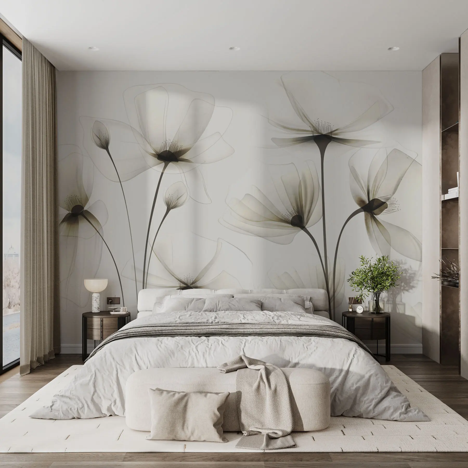 wall murals Transparent watercolour flowers w00143