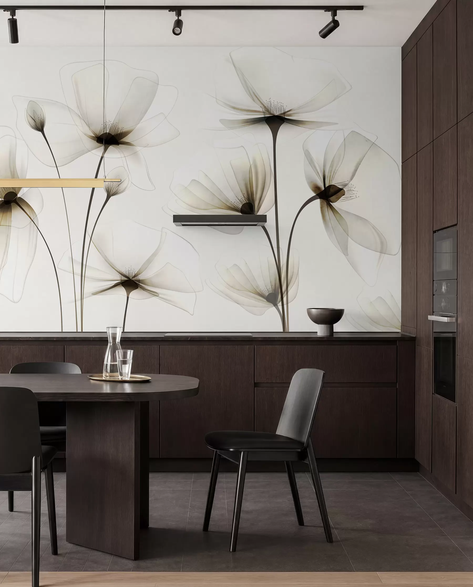 wall murals Transparent watercolour flowers w00143