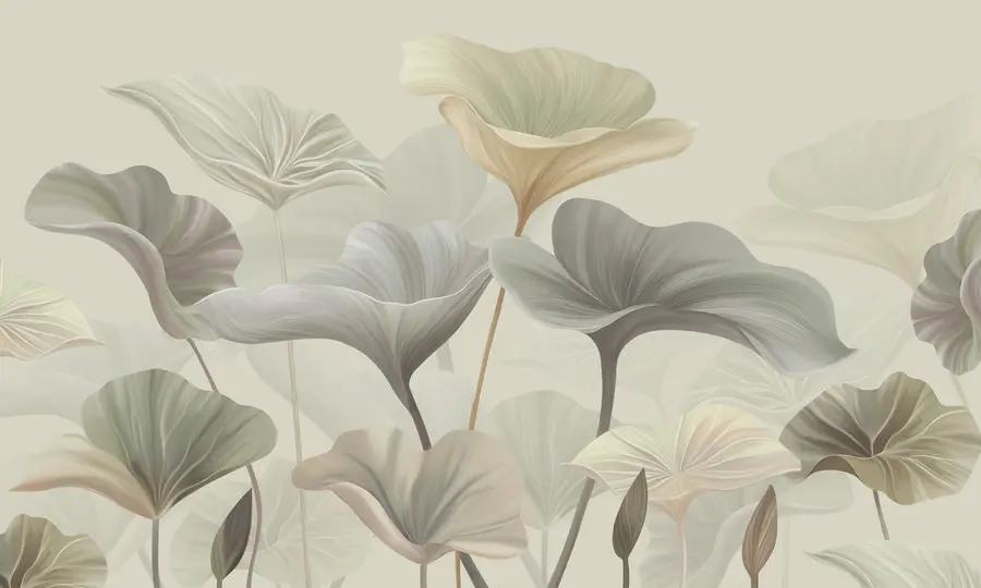wall murals Gorgeous large leaves in delicate colour w00385