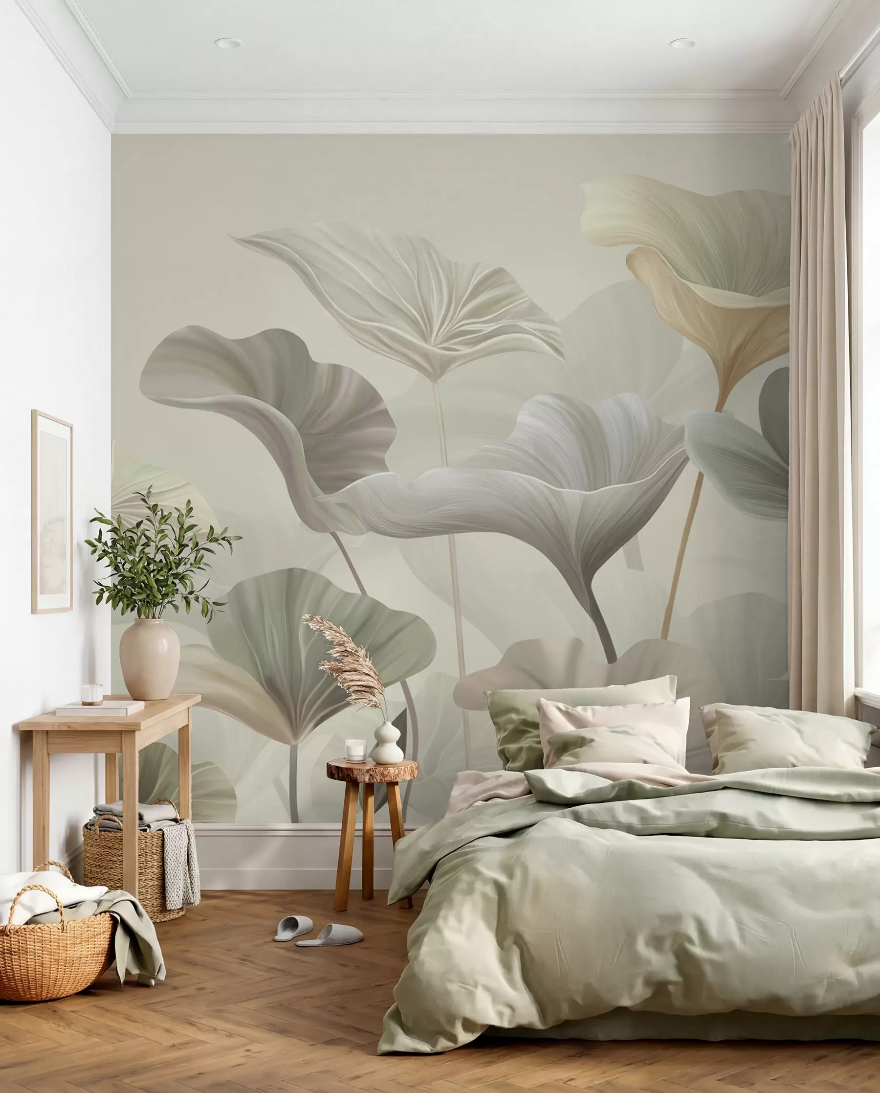 wall murals Gorgeous large leaves in delicate colour w00385