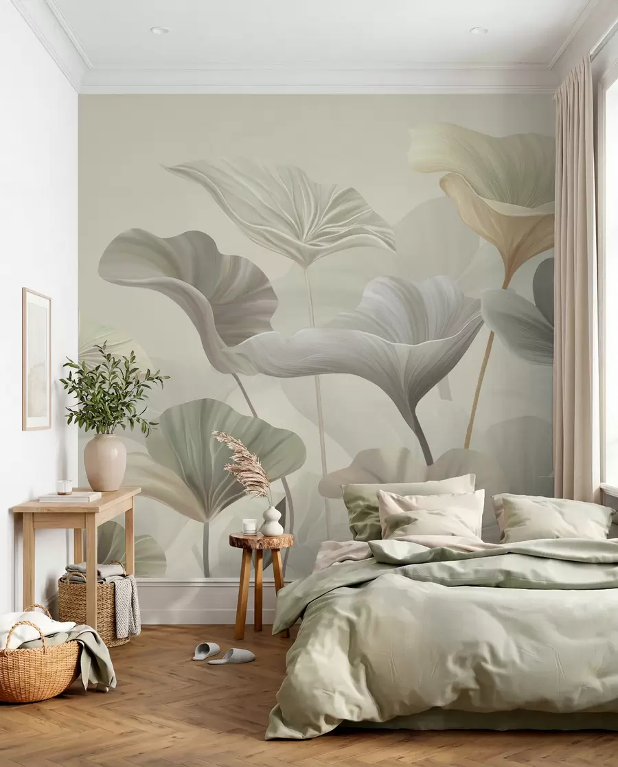 wall murals Gorgeous large leaves in delicate colour w00385