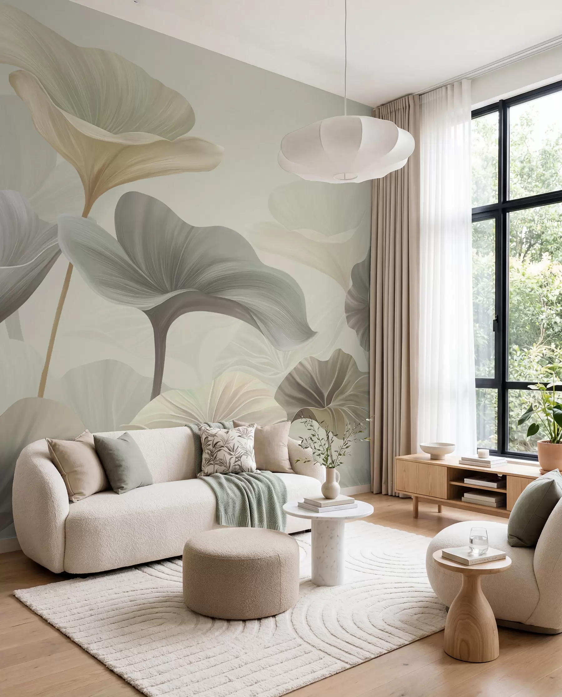 wall murals Gorgeous large leaves in delicate colour w00385