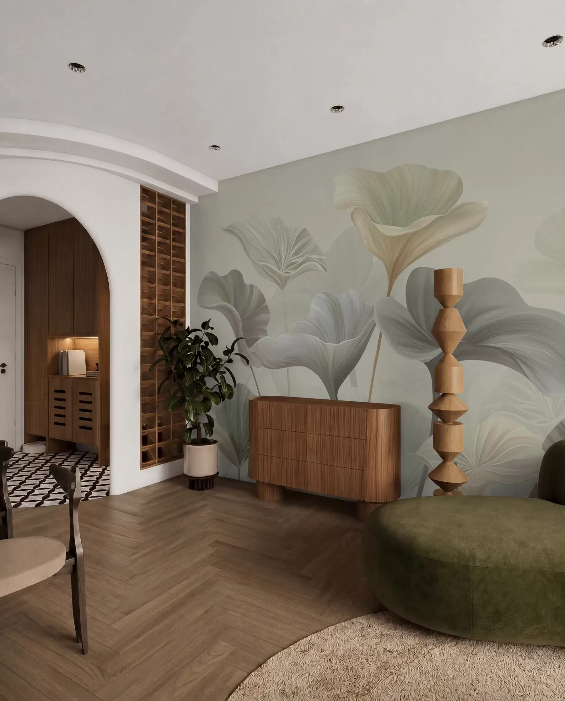 wall murals Gorgeous large leaves in delicate colour w00385