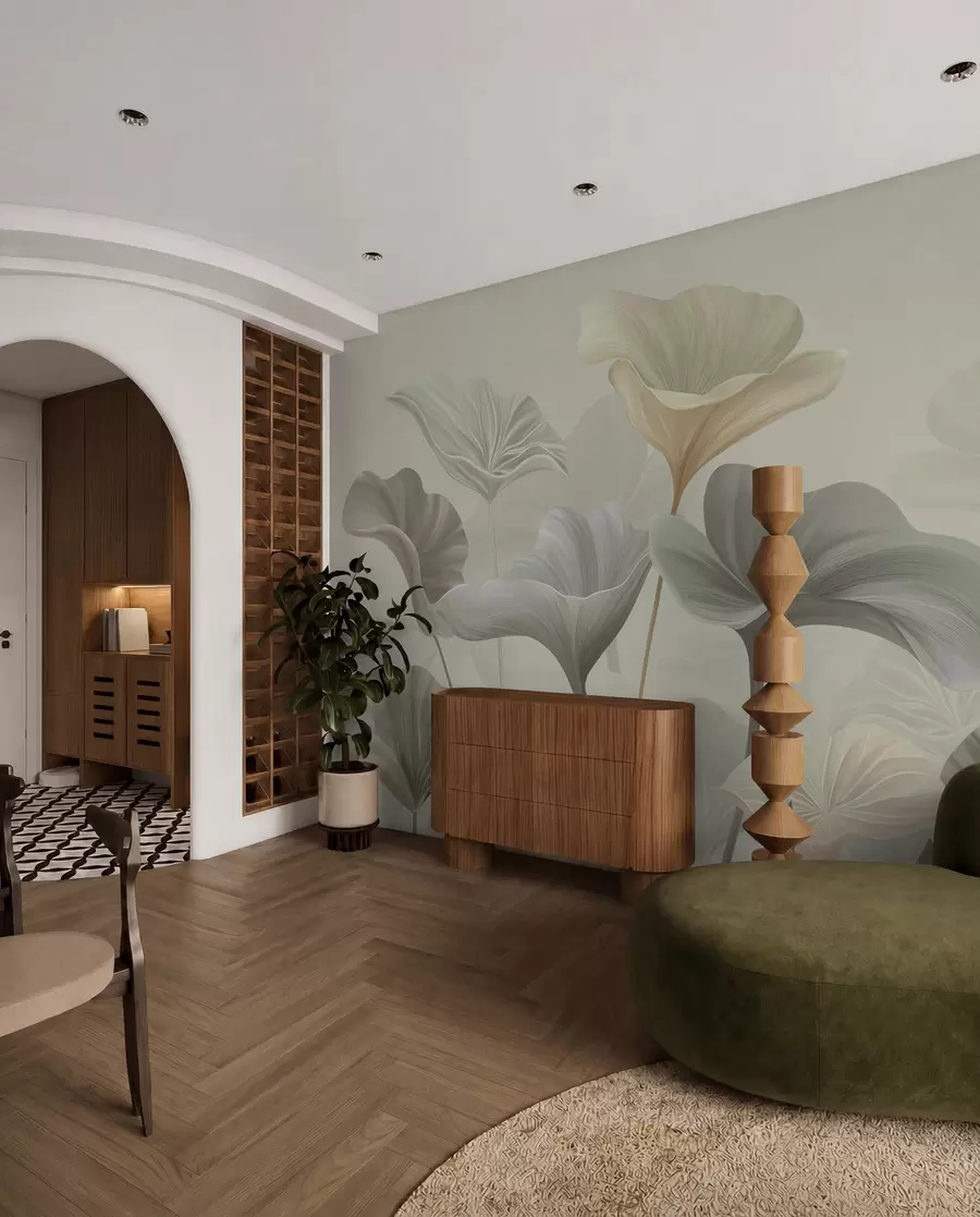 wall murals Gorgeous large leaves in delicate colour w00385