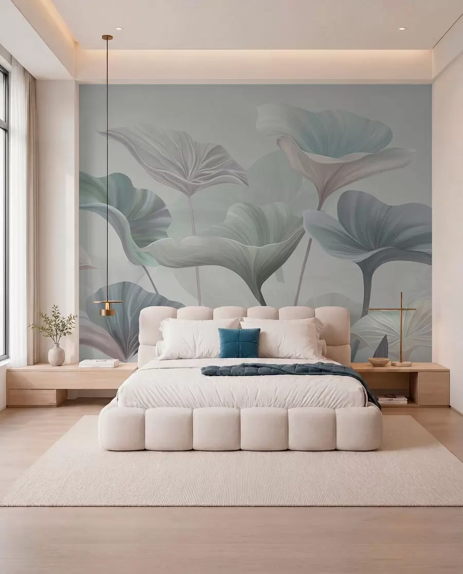 wall murals Blue Leaves Unfurling w00385v2