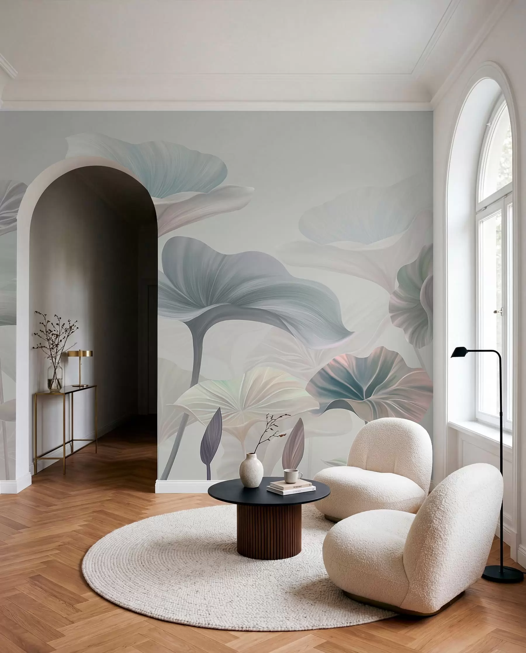 wall murals Blue Leaves Unfurling w00385v2