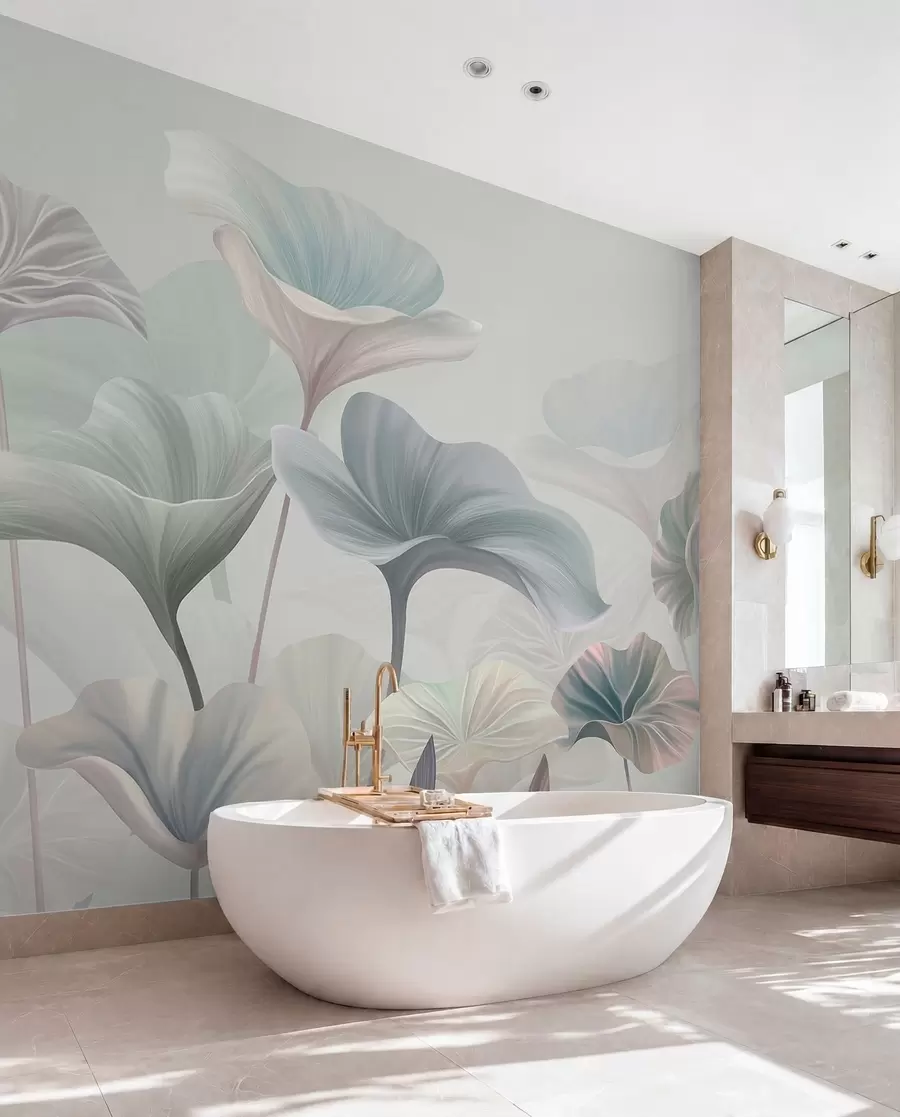 wall murals Blue Leaves Unfurling w00385v2