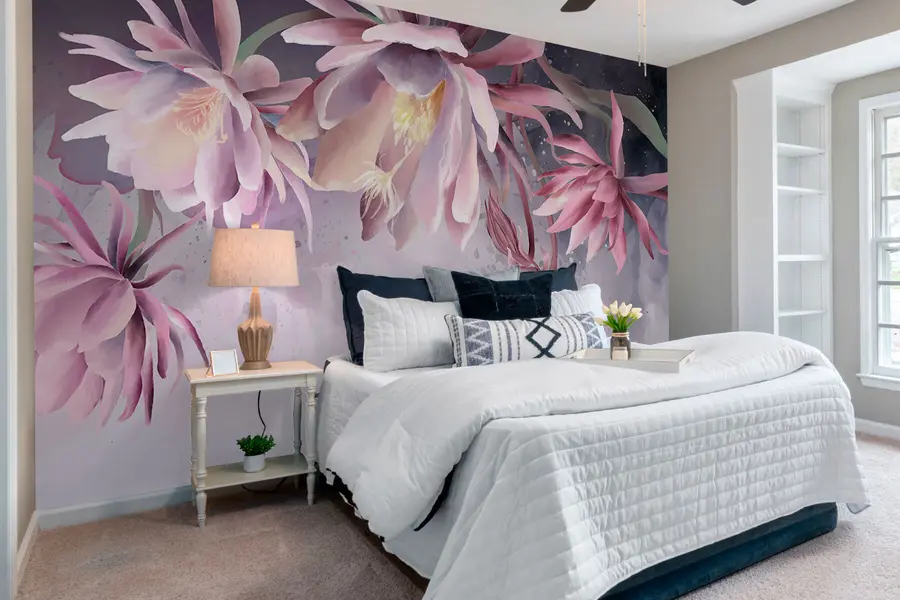 wall murals Large water lily flowers on an abstract watercolor background w00387