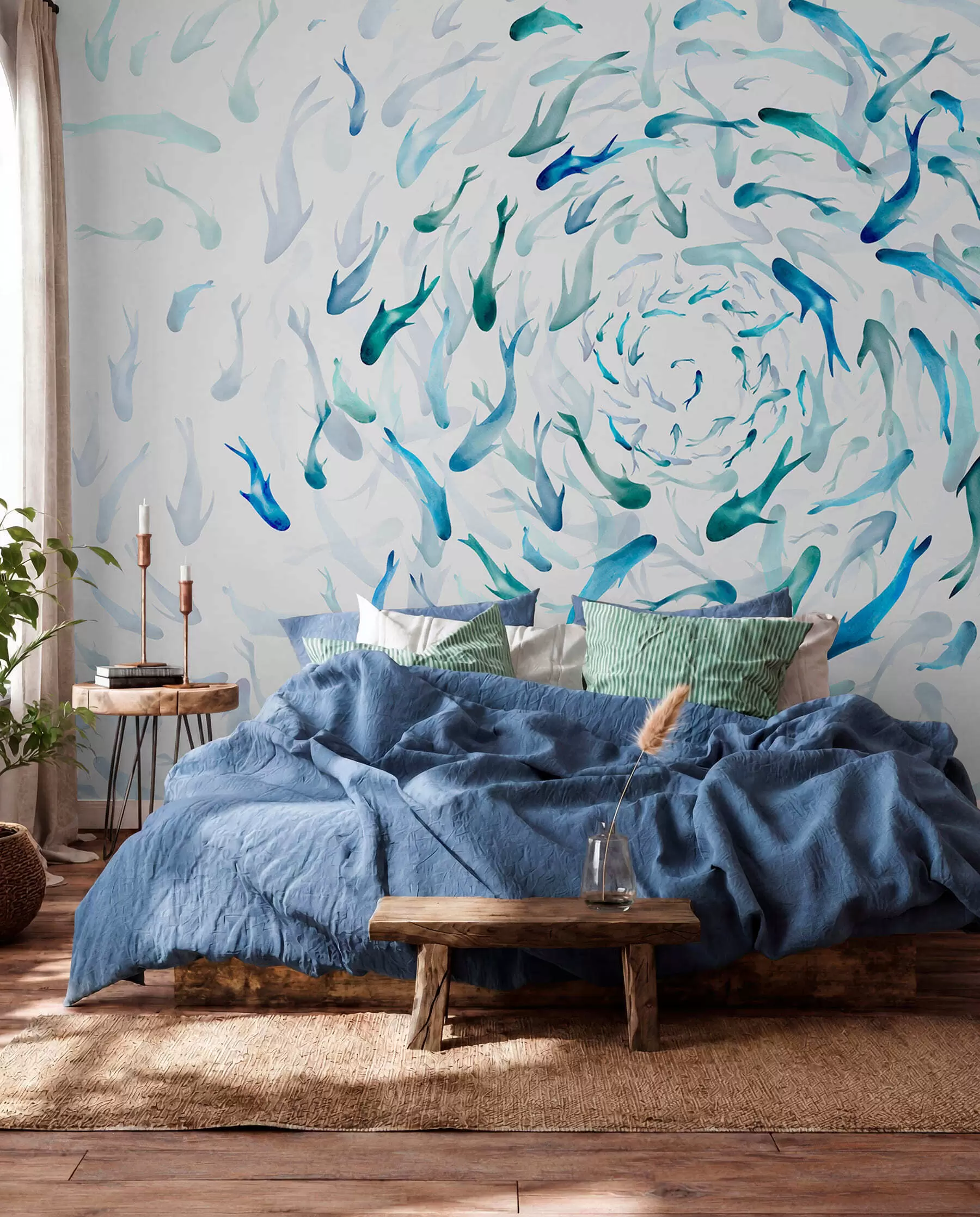 wall murals Shoal in Blue and Jade w00510