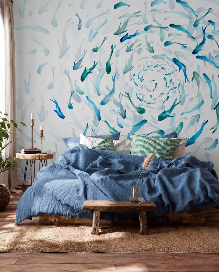 wall murals Shoal in Blue and Jade w00510
