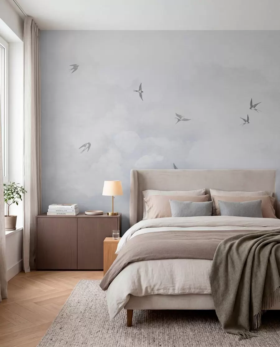 wall murals Swallows in a Pearl Sky w00526