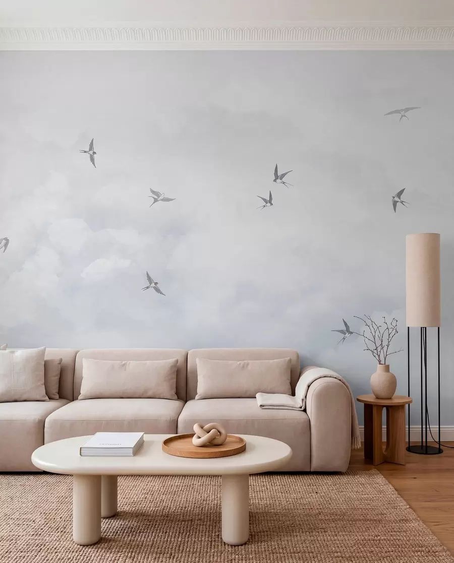 wall murals Blue sky with swallows w00526