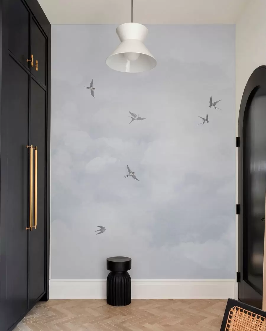 wall murals Blue sky with swallows w00526