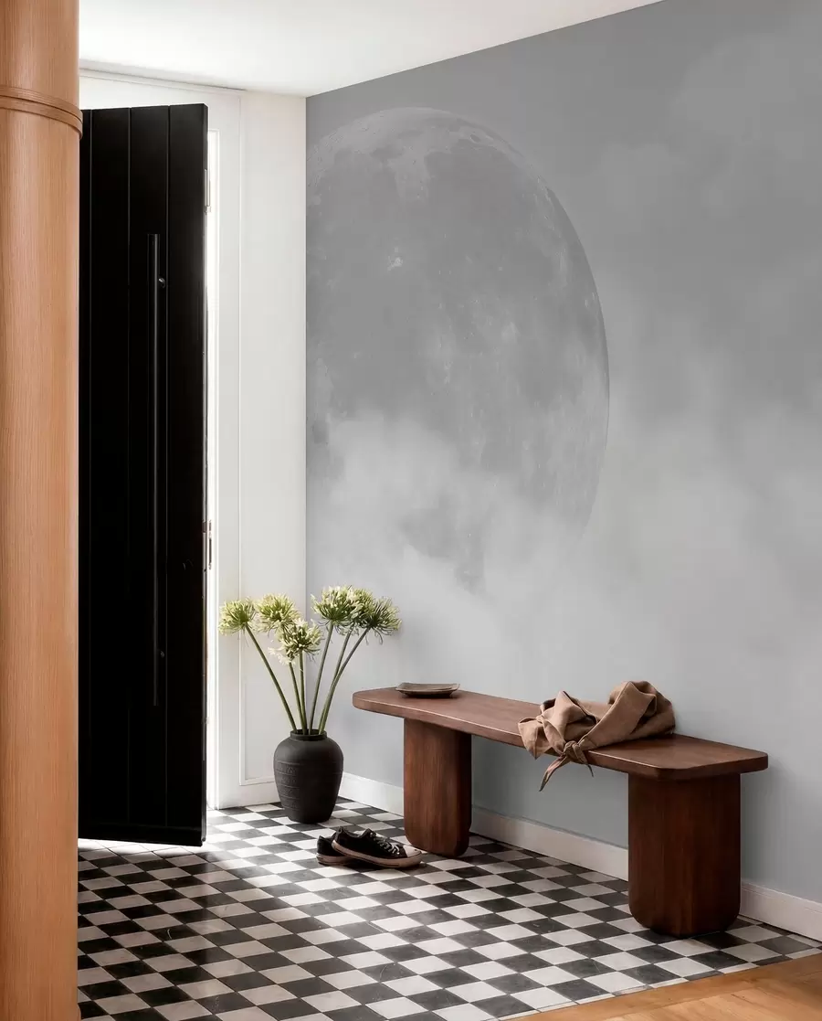 wall murals Big moon among the clouds of gray color loft style w00548v1