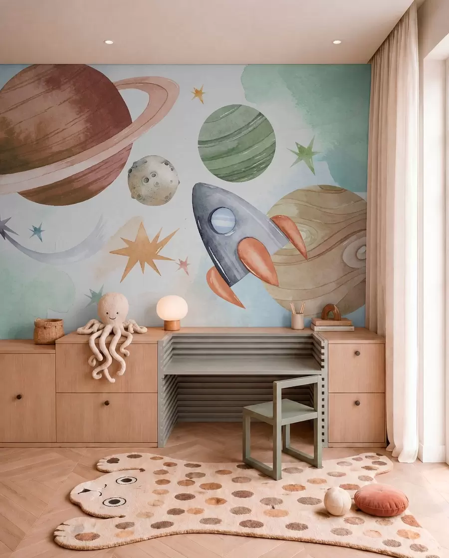 wall murals Pastel Planet Parade w00539