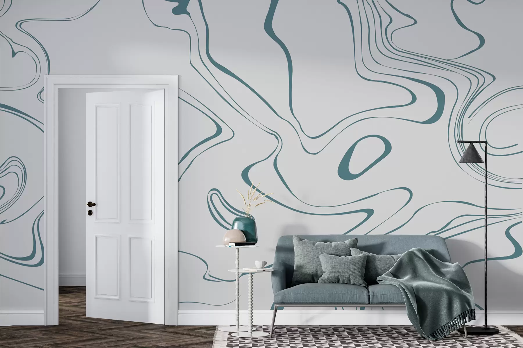 wall murals Abstract background with marble effect in blue w00634v2