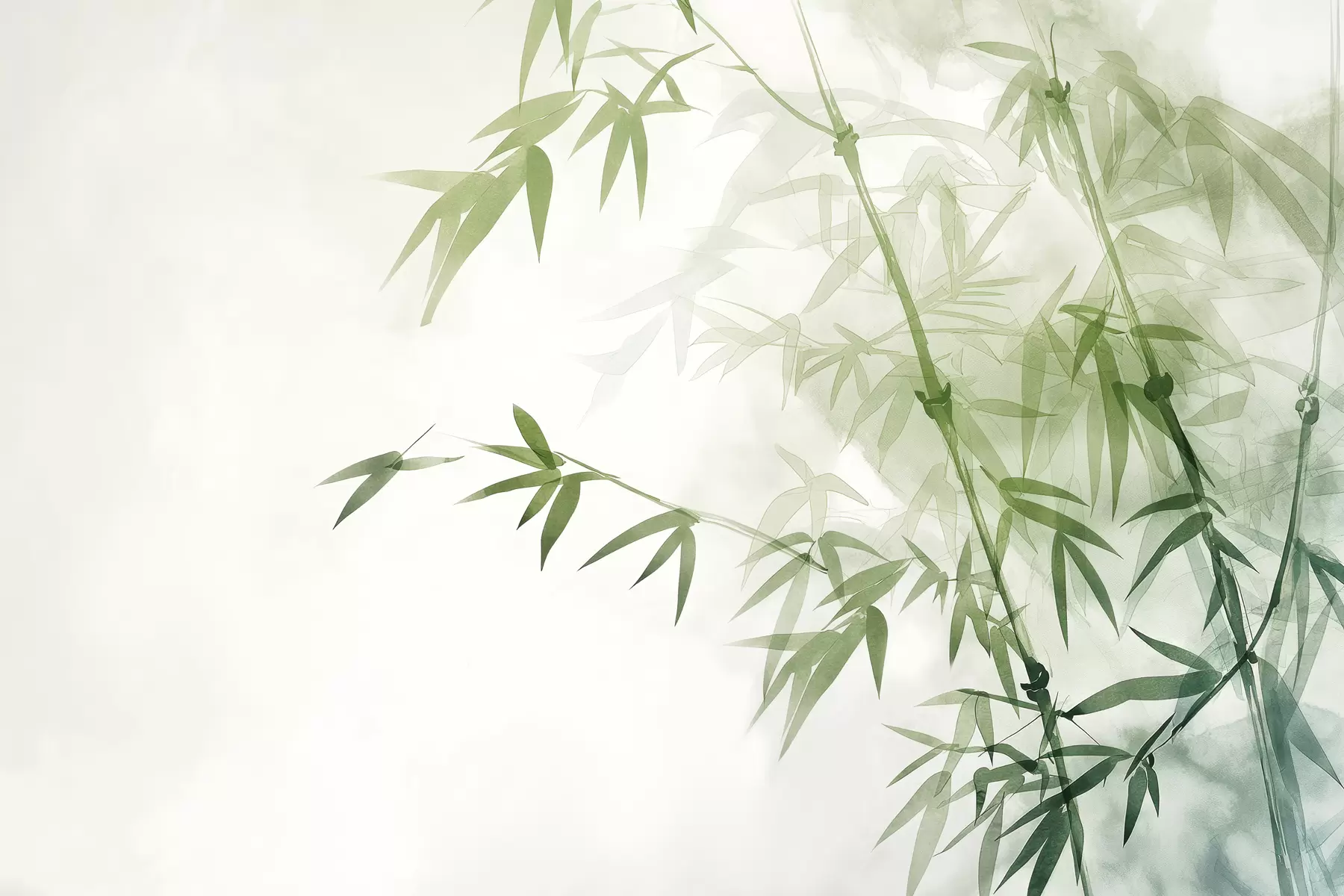 wall murals Branches with leaves watercolor w00687