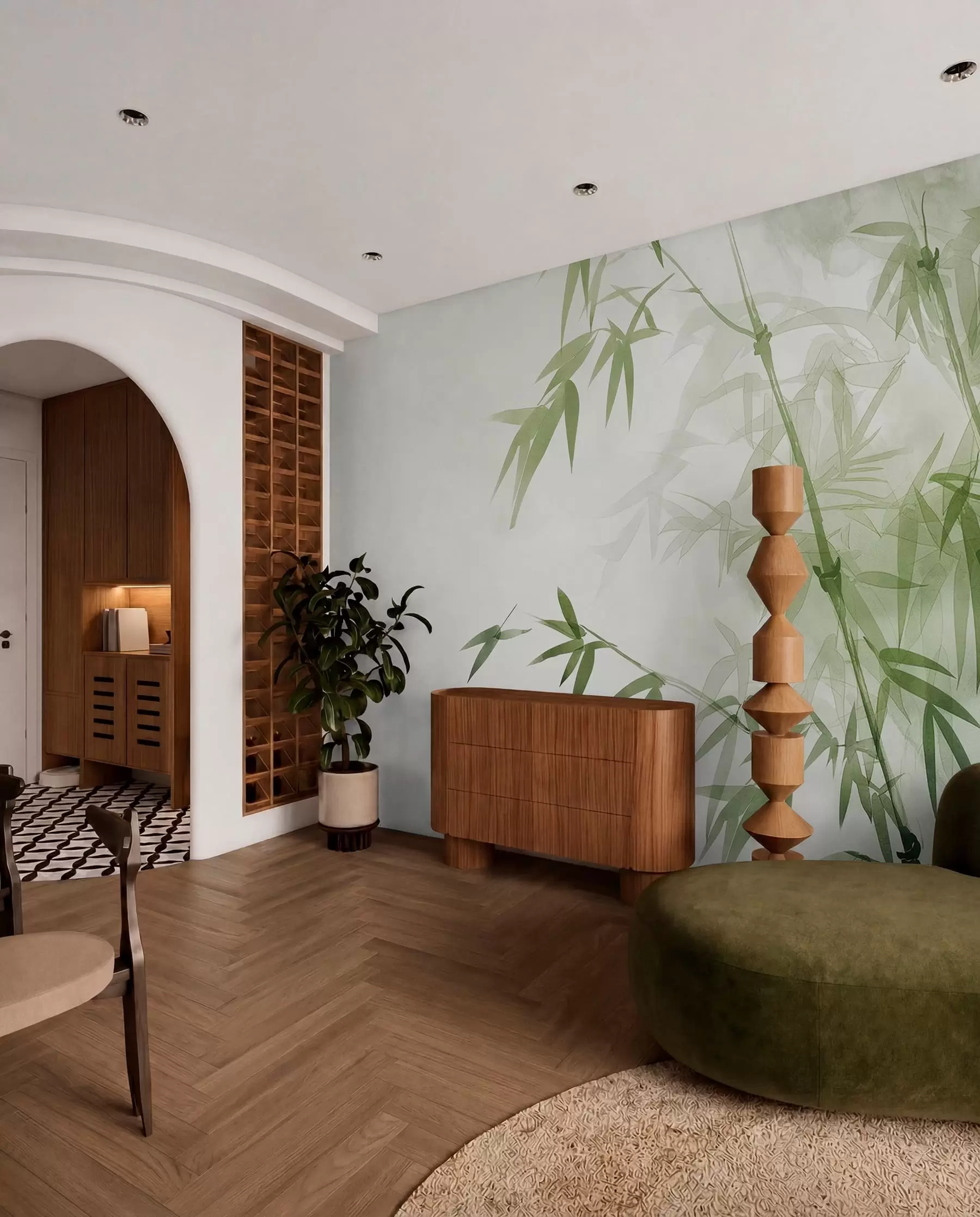 wall murals Branches with leaves watercolor w00687