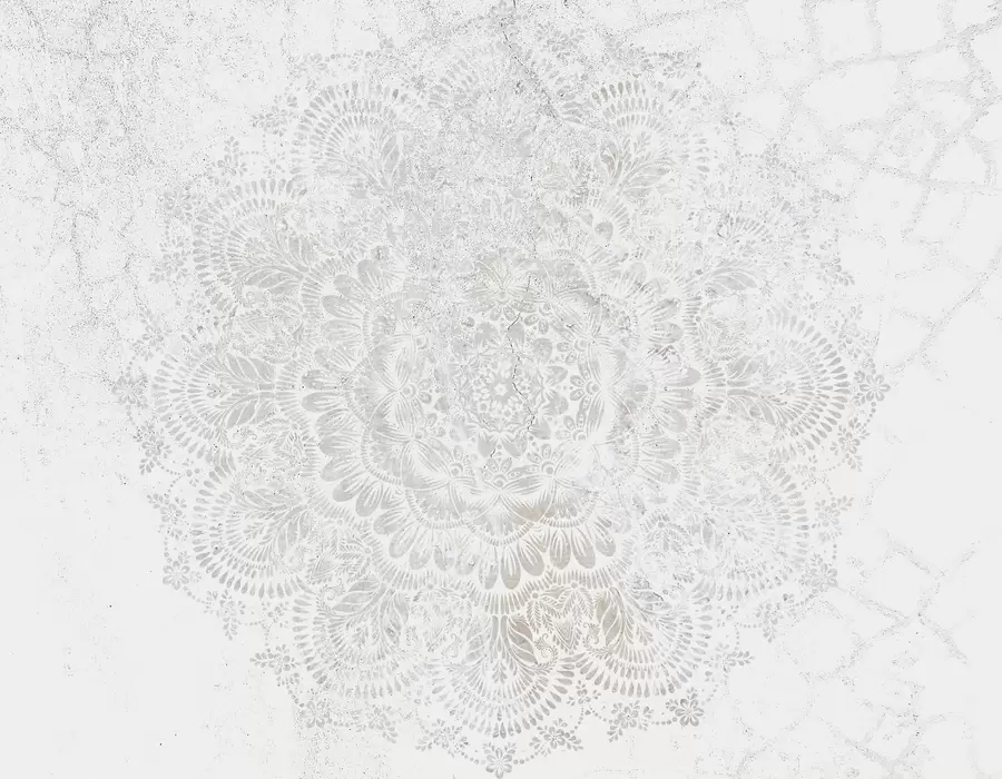 wall murals Mandala, white lace pattern with floral and circular motifs, creating a delicate and intricate design w00737