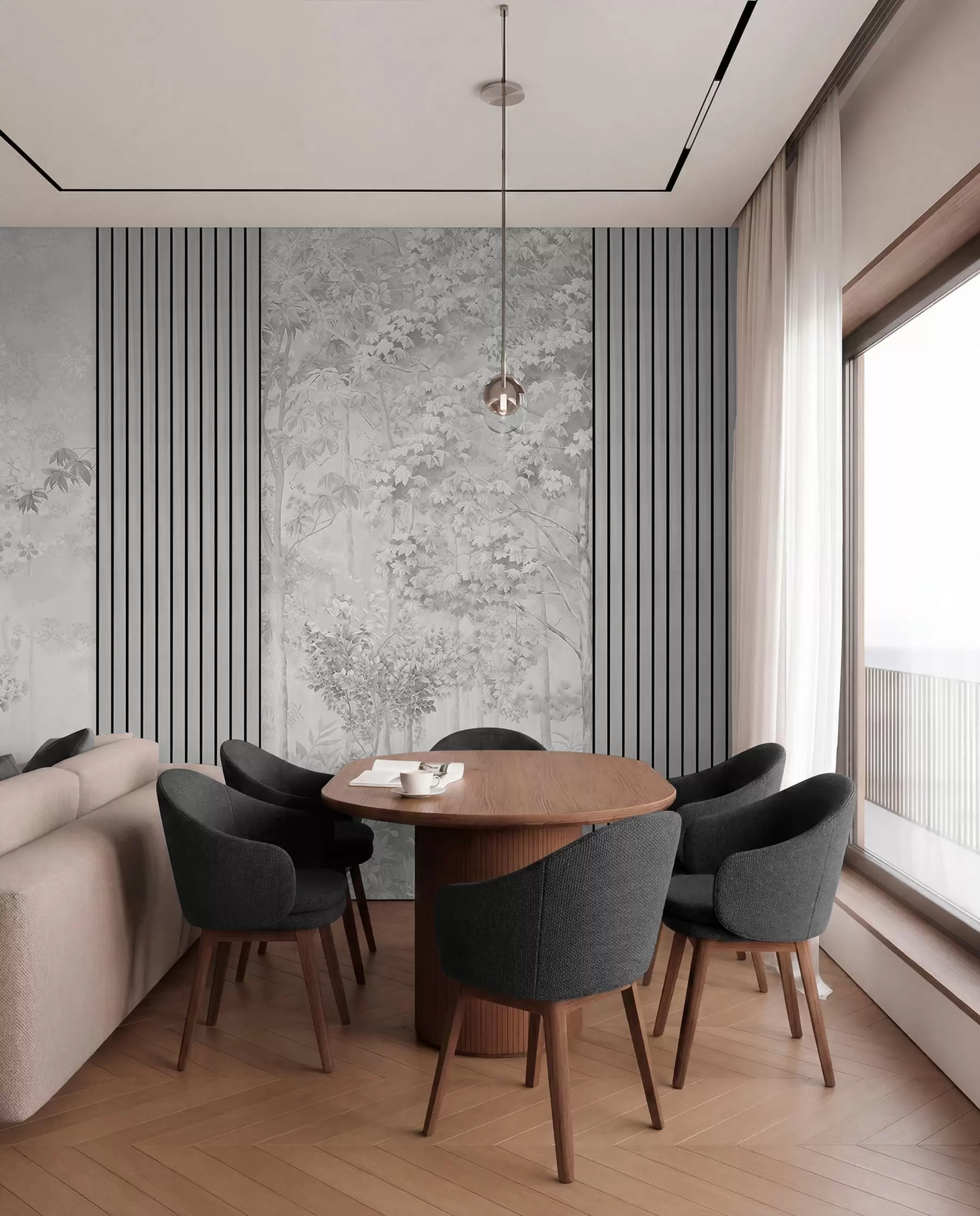 wall murals Woodland in Silver w00670v3